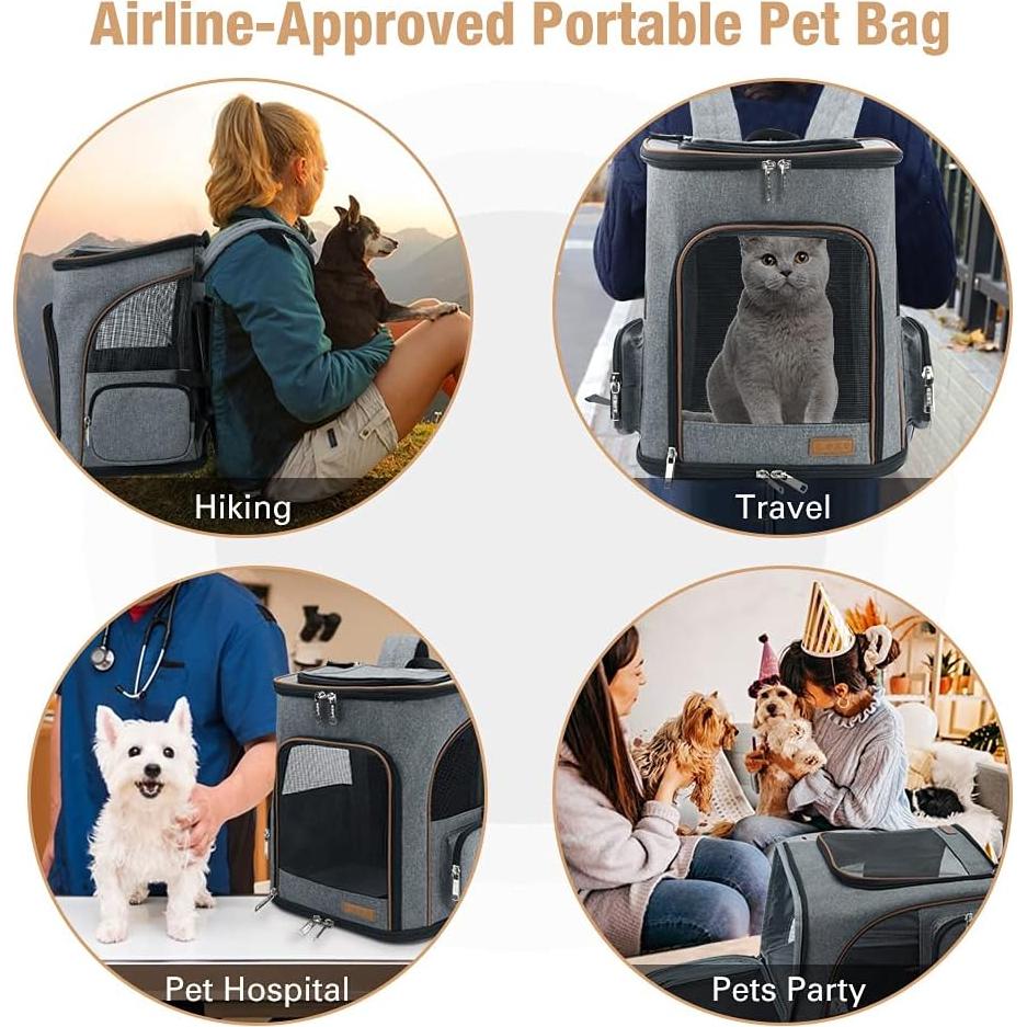Mochila Transportadora Lekereise Expandible para Gatos Gris