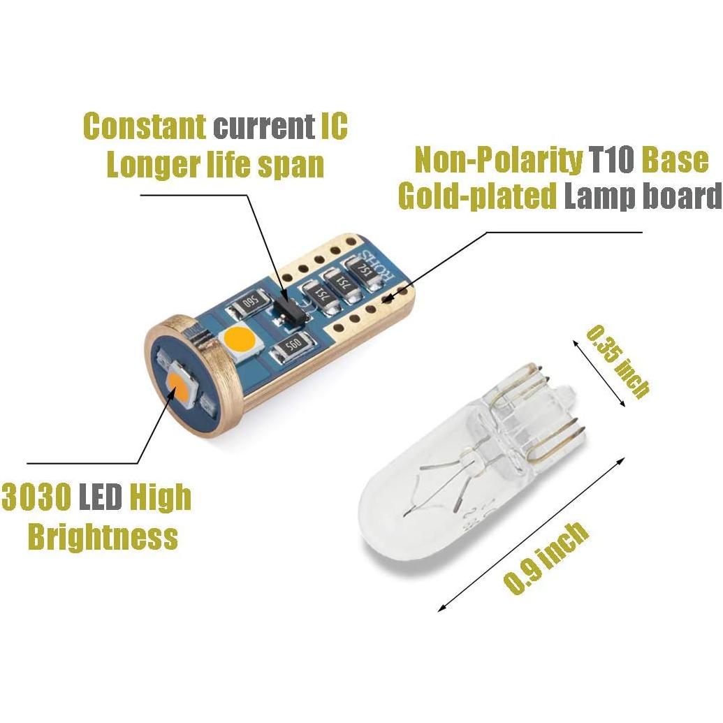 Bombillas LED T10 iBrightstar Ámbar 10 Piezas 1.5W SMD 3030