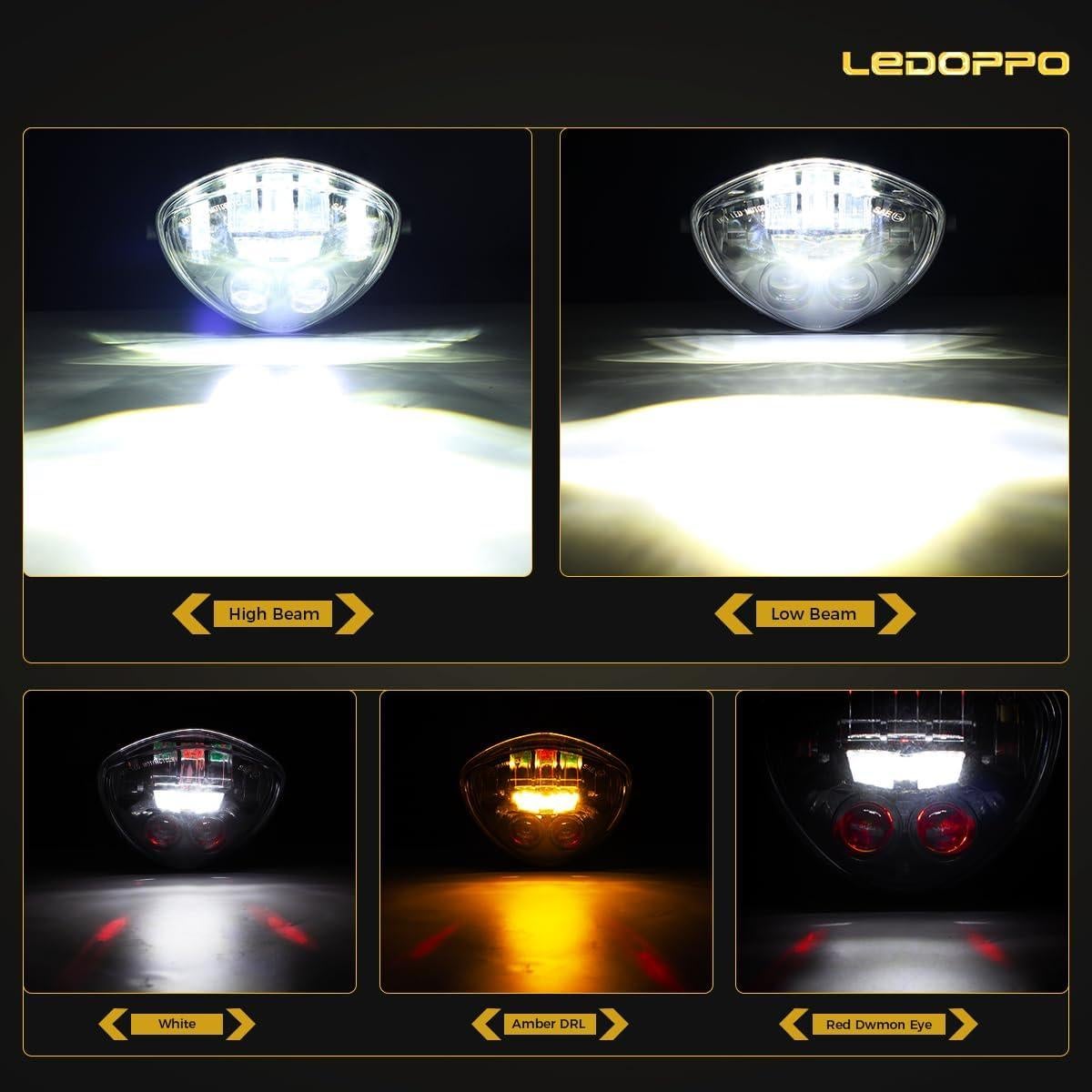 Faro LED para motocicleta 7" LEDOPPO con DRL y ojo demonio