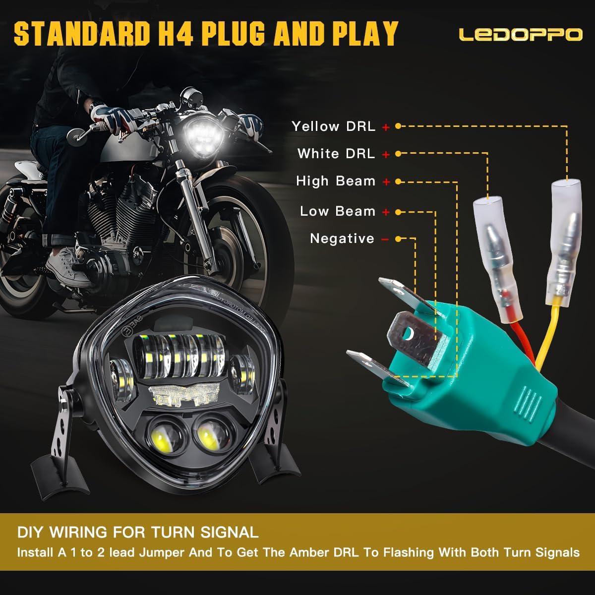 Faro LED para motocicleta 7" LEDOPPO con DRL y ojo demonio