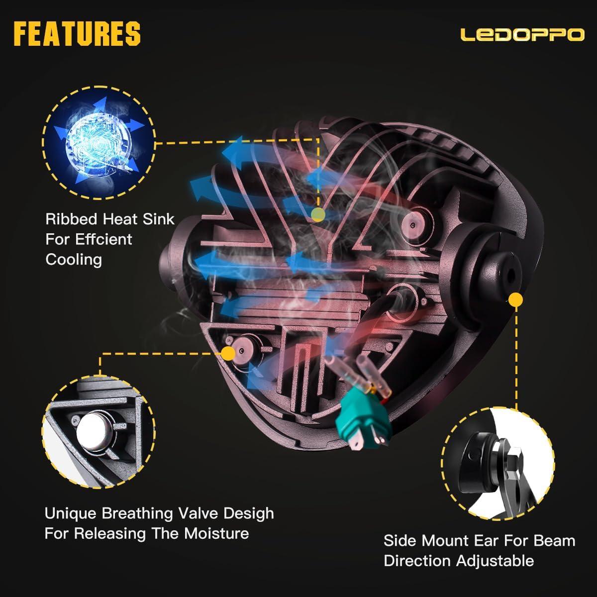 Faro LED para motocicleta 7" LEDOPPO con DRL y ojo demonio