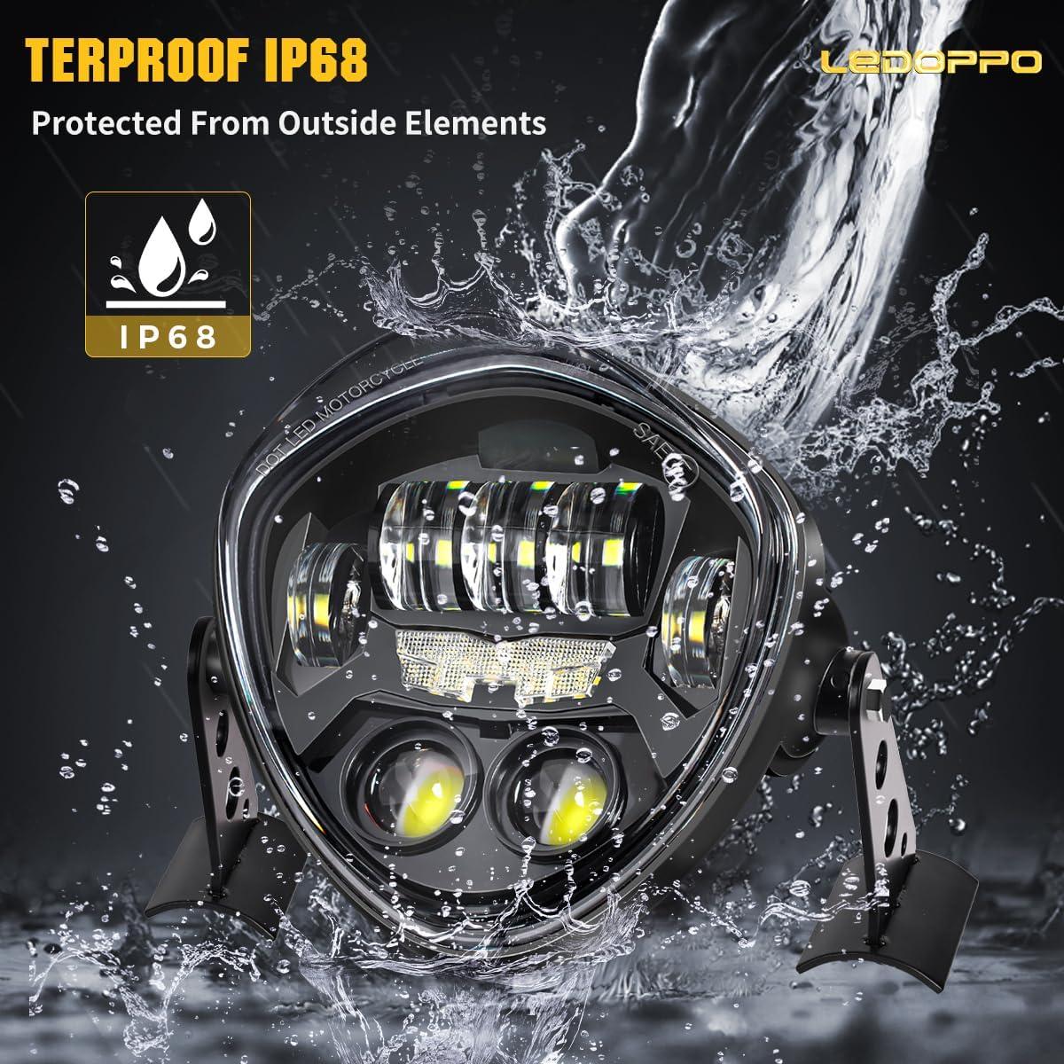 Faro LED para motocicleta 7" LEDOPPO con DRL y ojo demonio