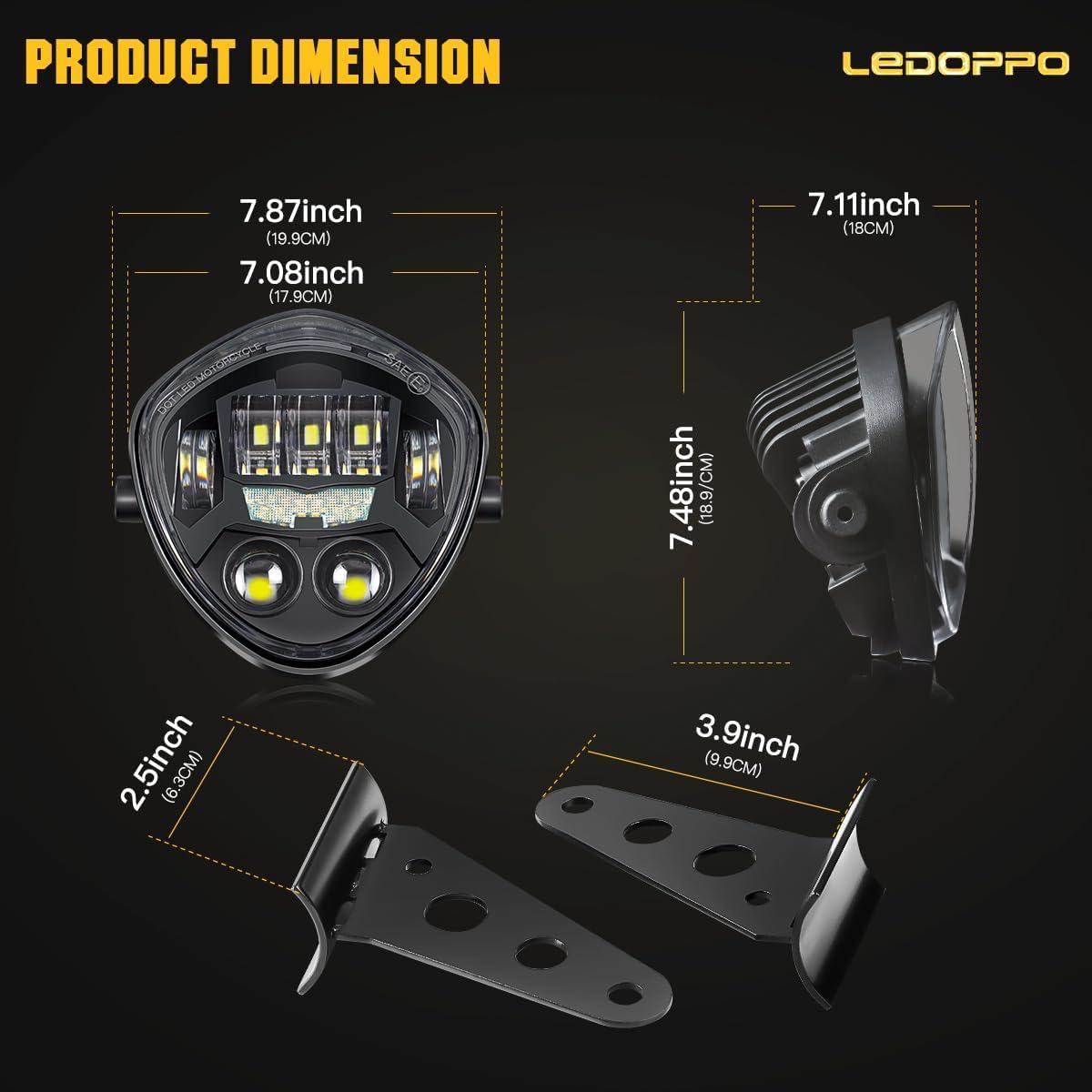 Faro LED para motocicleta 7" LEDOPPO con DRL y ojo demonio