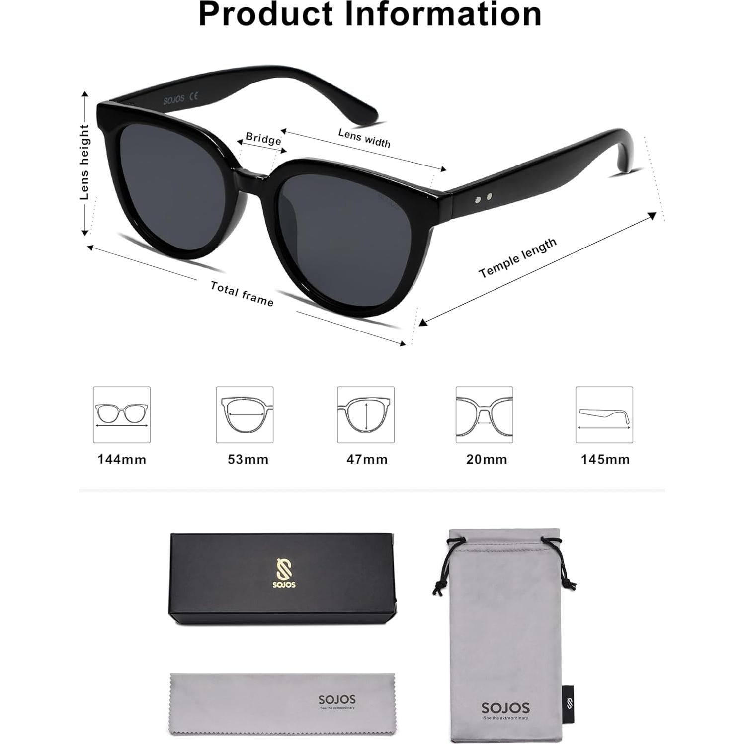 Gafas de sol polarizadas SOJOS ojo de gato UV400 para mujeres