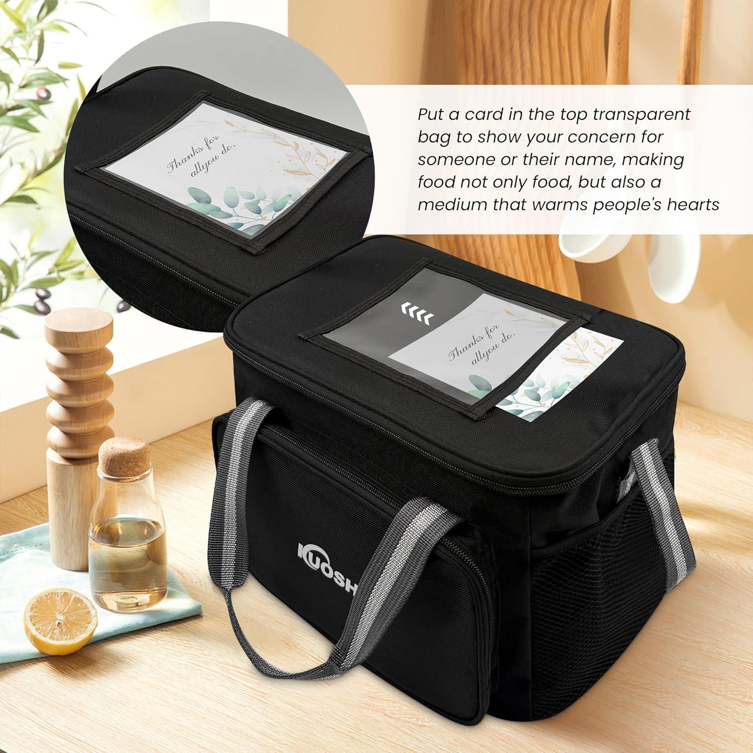 Bolsa de Almuerzo Aislada KUOSHI 14L Negra para Trabajo y Picnic