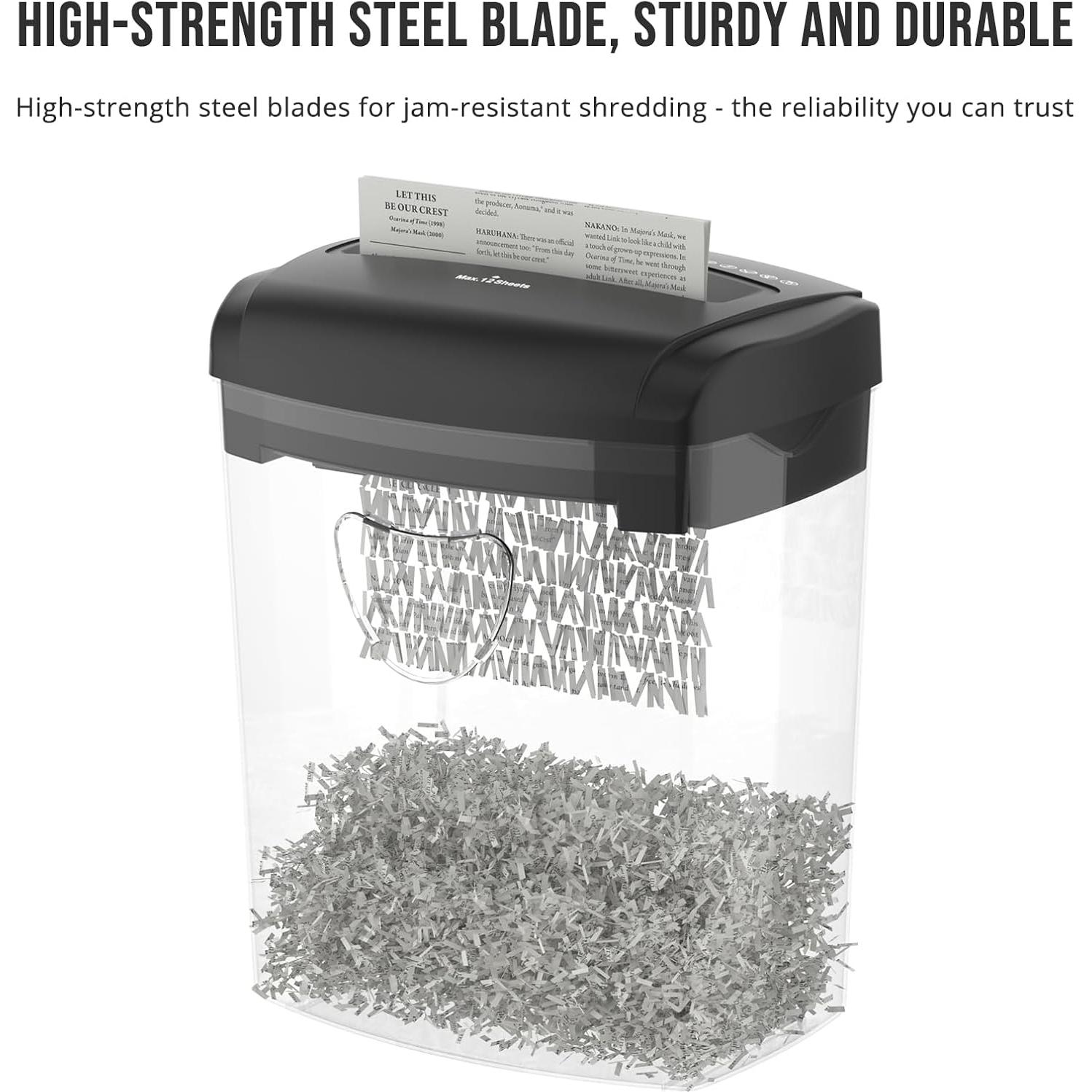 Destructora de papel cruzado P-4 Suntiko 12 hojas 21L silenciosa