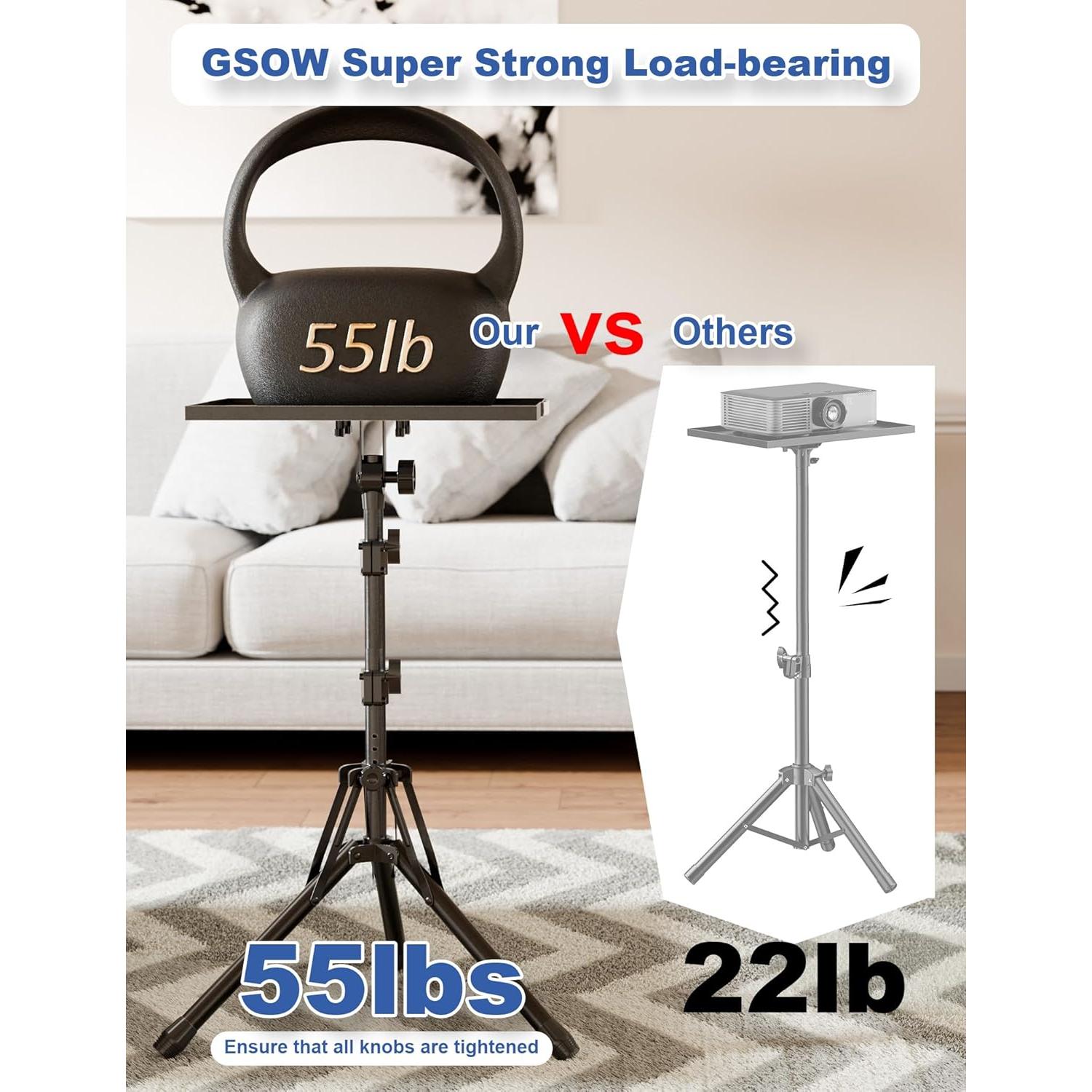 Soporte Tripode Ajustable GSOW para Proyector y Laptop 66-142 cm