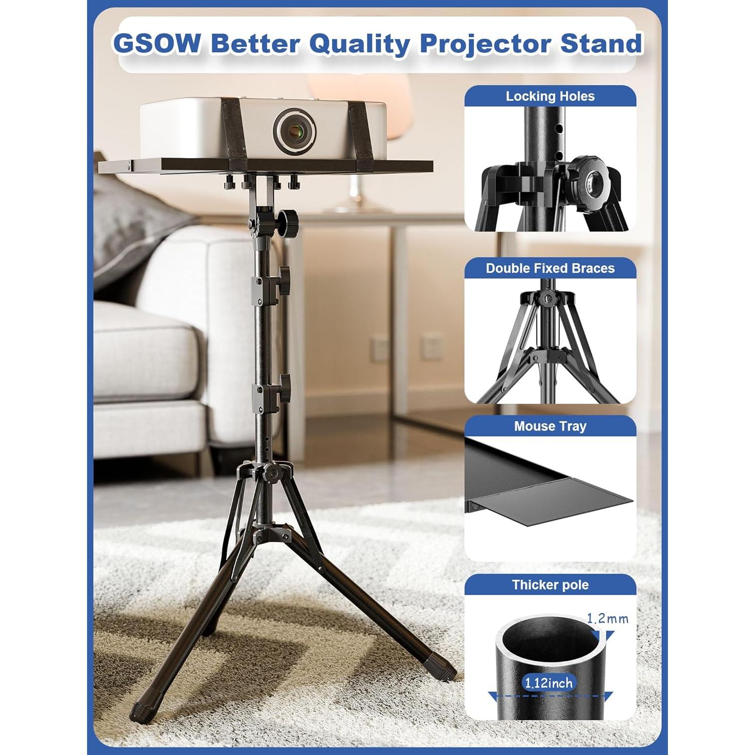 Soporte Tripode Ajustable GSOW para Proyector y Laptop 66-142 cm