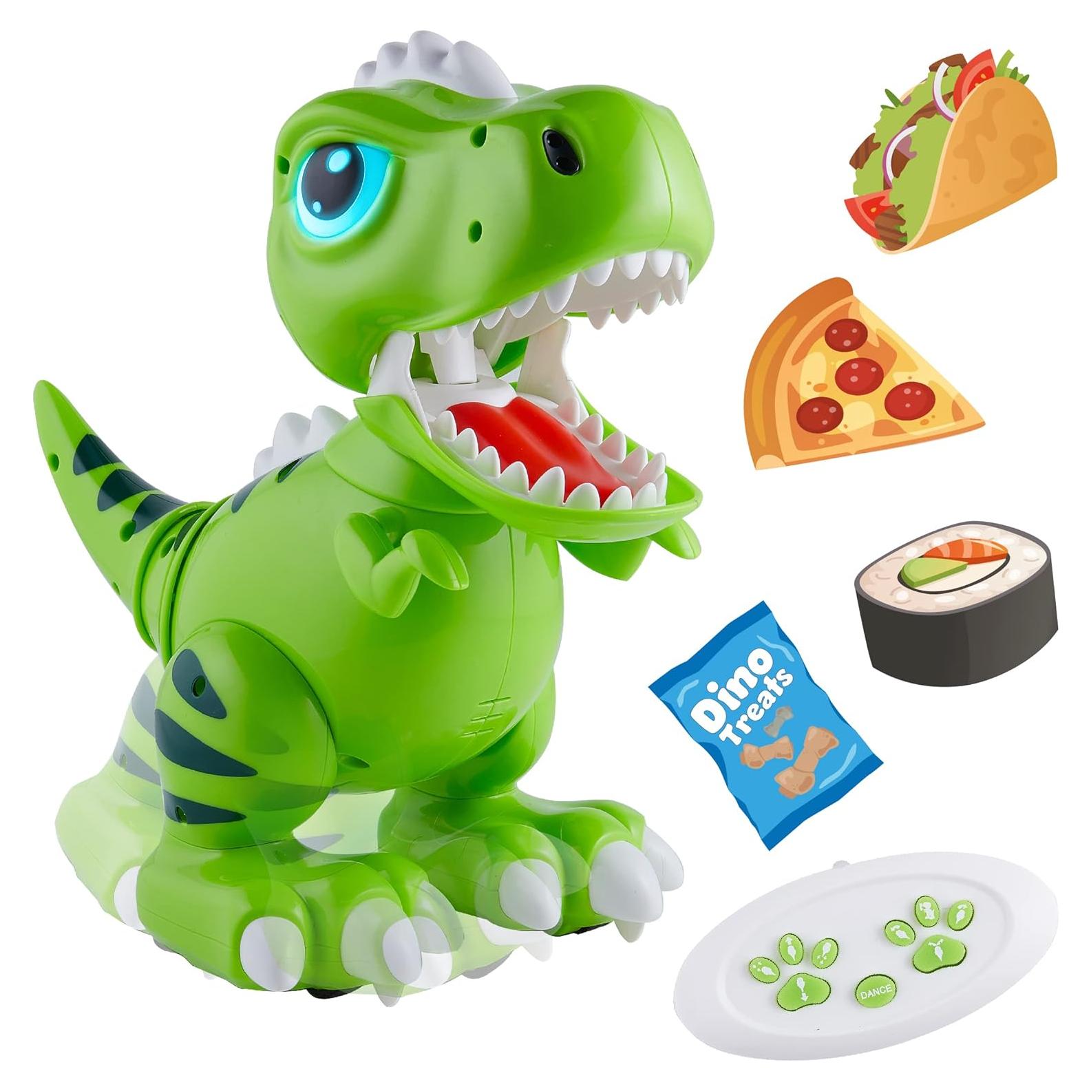 Robo Pets T-Rex Dinosaur Toy for Boys and Girls- Remote Control Robot Toy with LED Light Eyes, Interactive Hand Motion Gestures, STEM Programmable Treats Toys, Walking, Dancing Robot Dinosaur for Kids