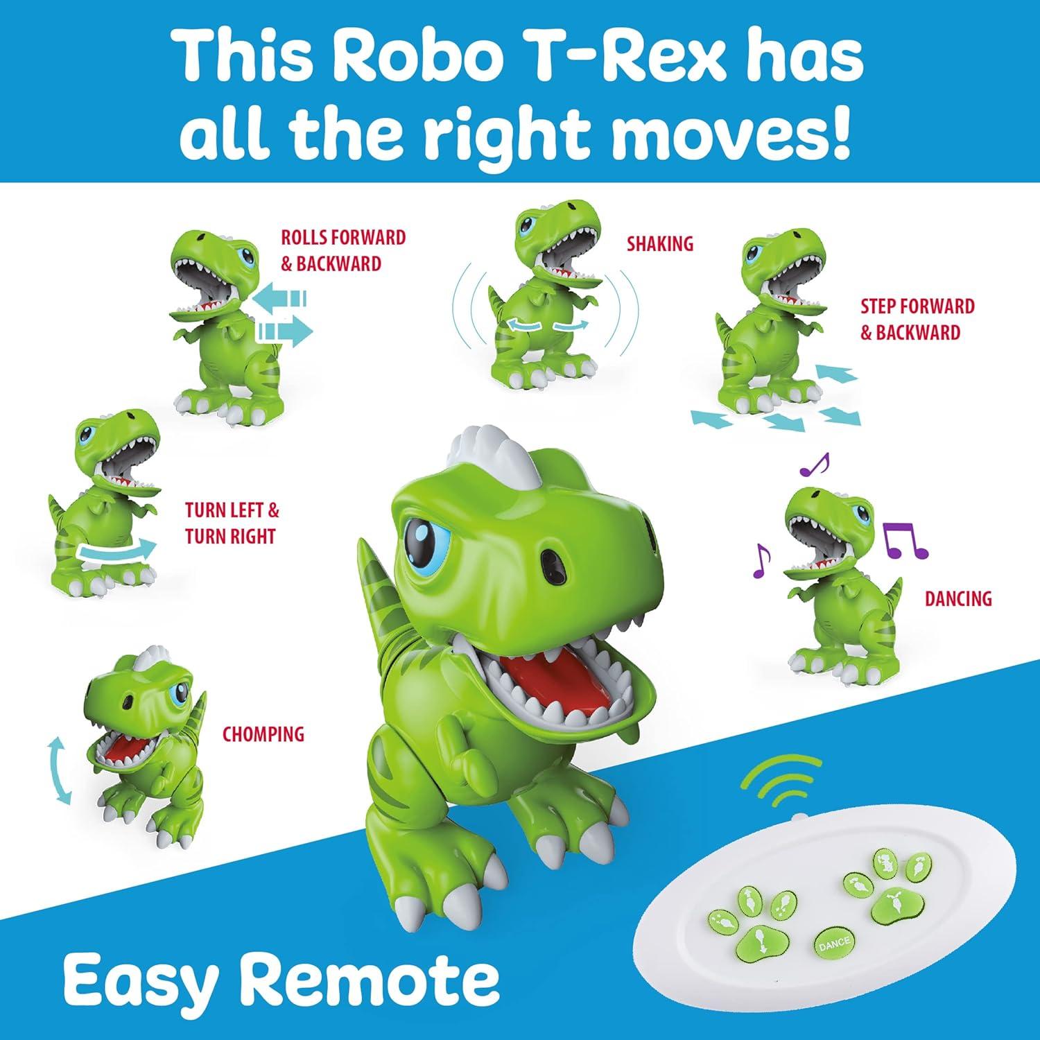 Robo Pets T-Rex Dinosaur Toy for Boys and Girls- Remote Control Robot Toy with LED Light Eyes, Interactive Hand Motion Gestures, STEM Programmable Treats Toys, Walking, Dancing Robot Dinosaur for Kids