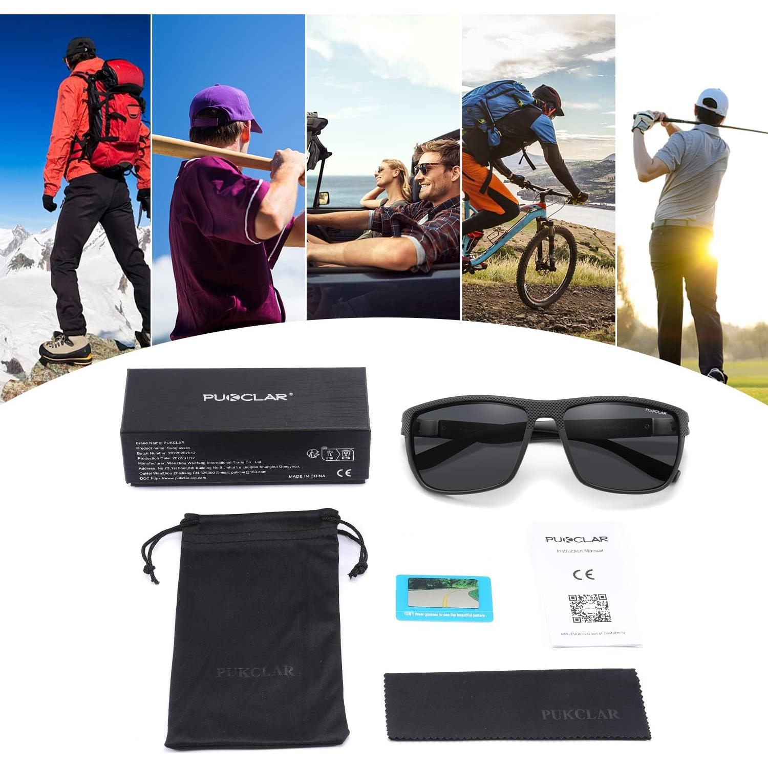 Gafas de sol deportivas PUKCLAR polarizadas UV400 negras