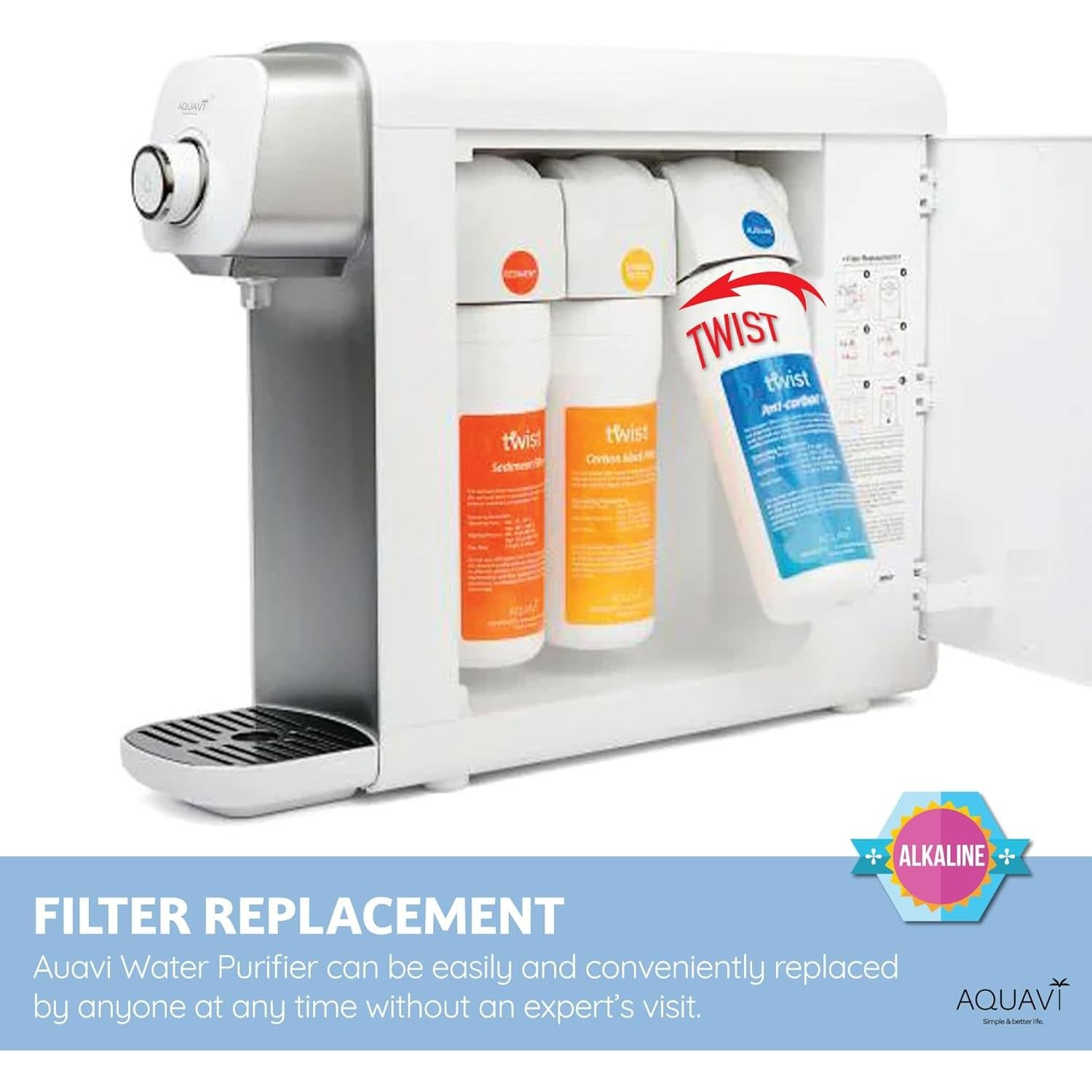 Purificador de Agua Alcalino AQUAVI TUCA 3 Etapas 4.54kg