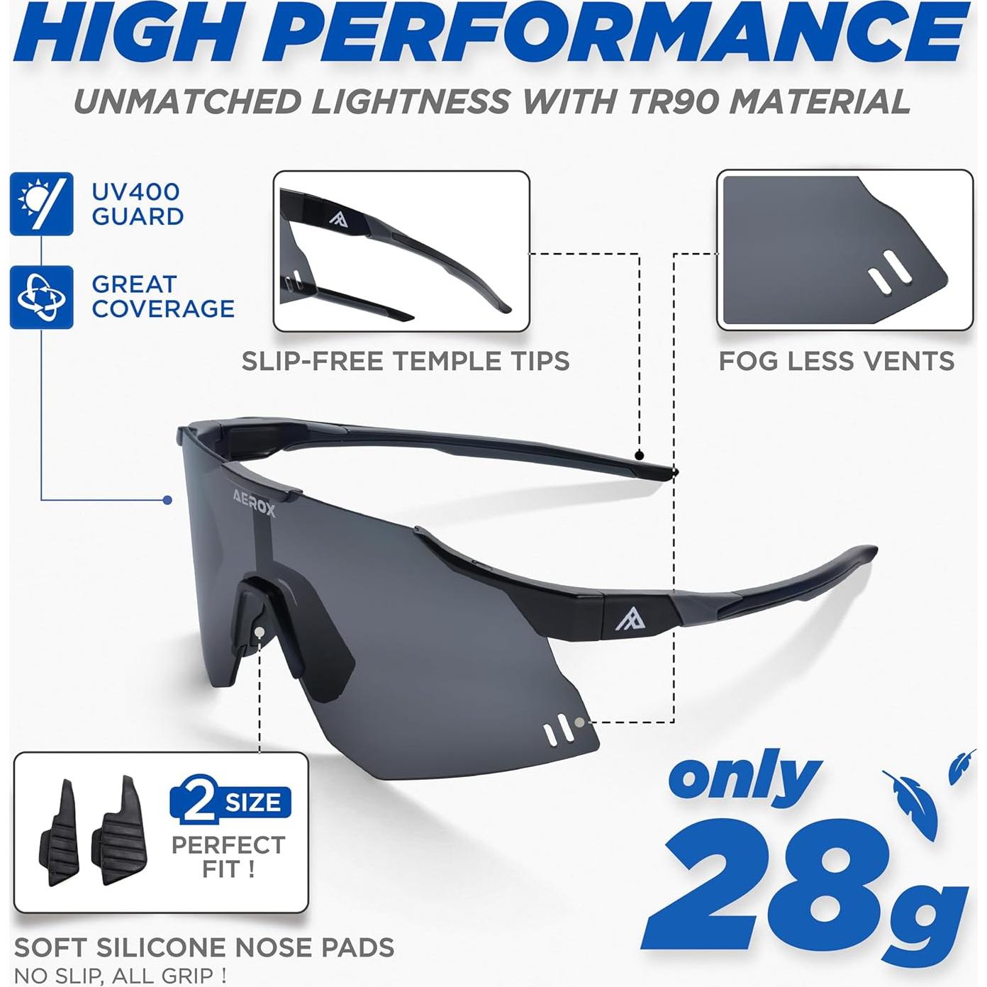 Gafas de sol AEROX deportivas UV400 para ciclismo y correr