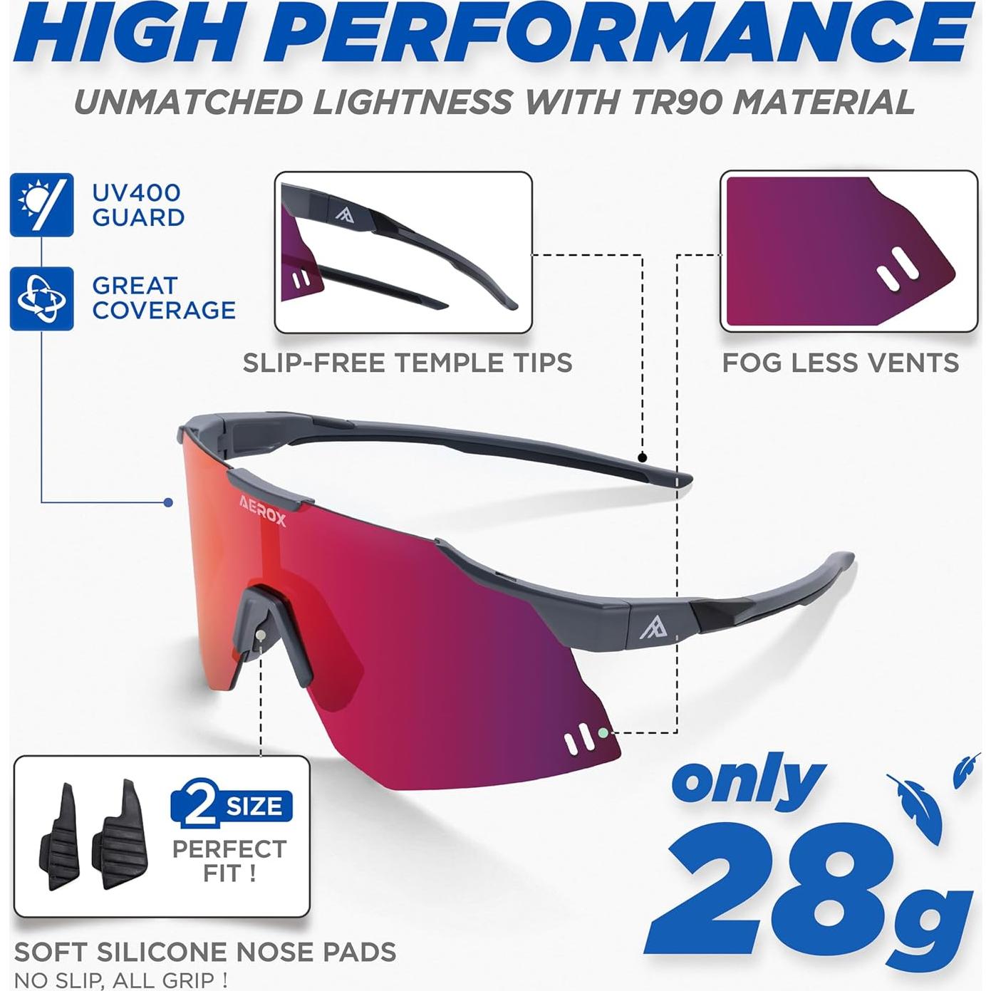 Gafas de sol AEROX deportivas UV400 para ciclismo y correr