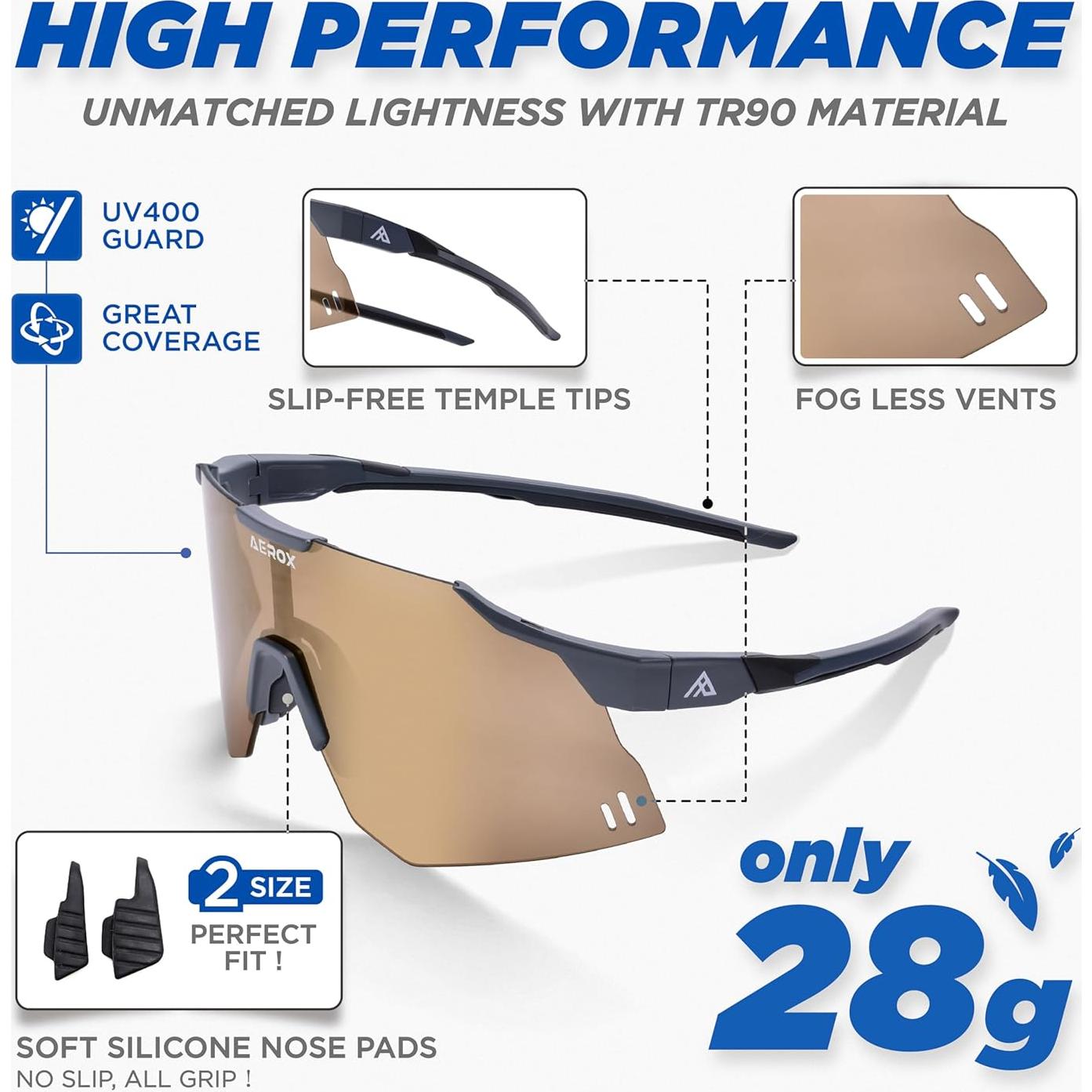 Gafas de sol AEROX deportivas UV400 para ciclismo y correr