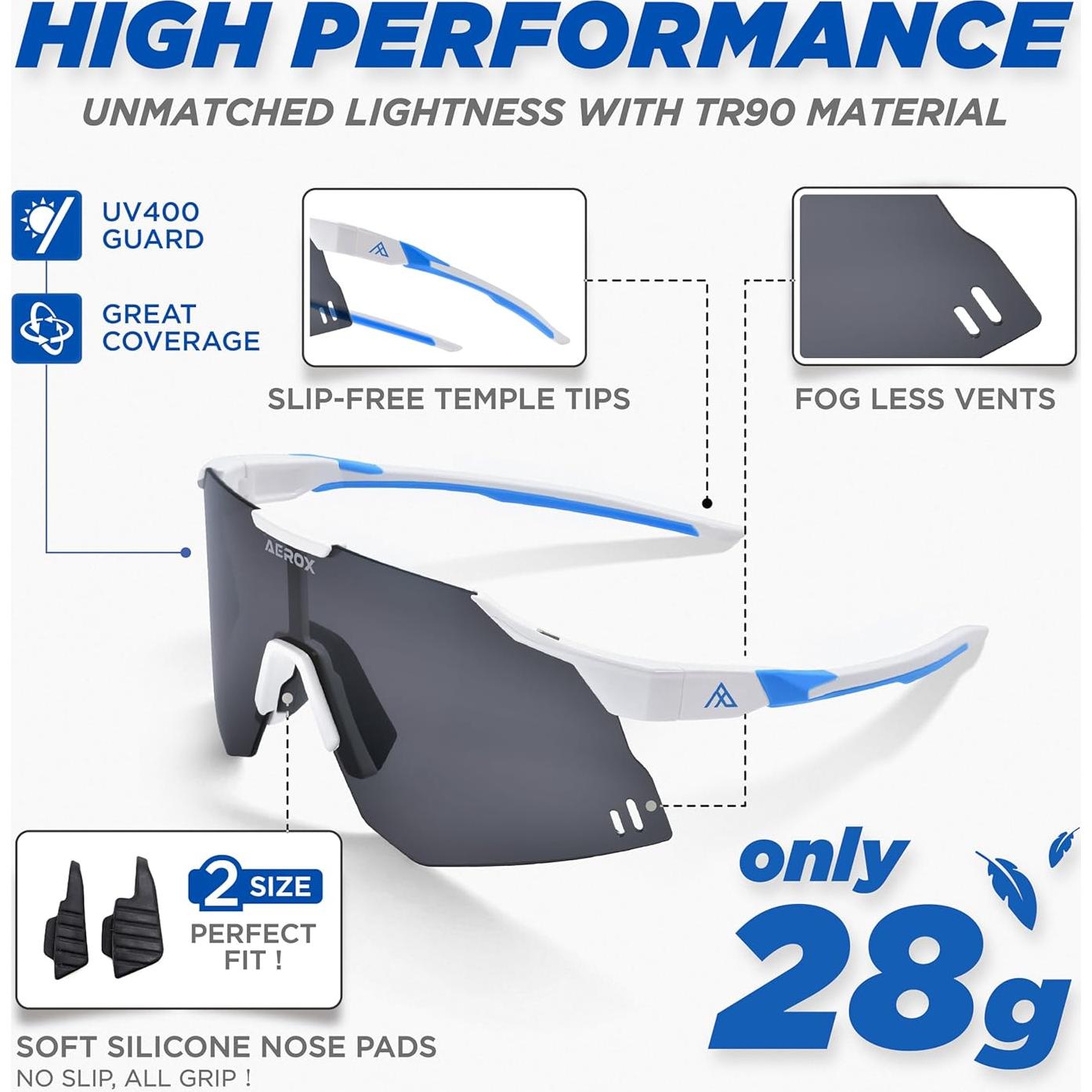 Gafas de sol AEROX deportivas UV400 para ciclismo y correr