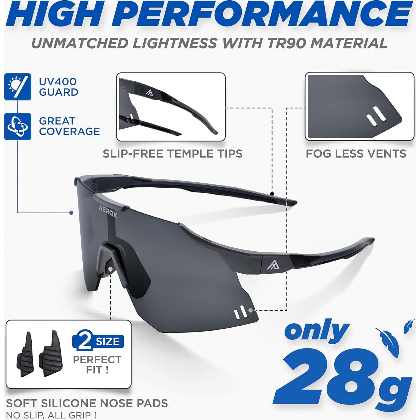 Gafas de sol AEROX deportivas UV400 para ciclismo y correr