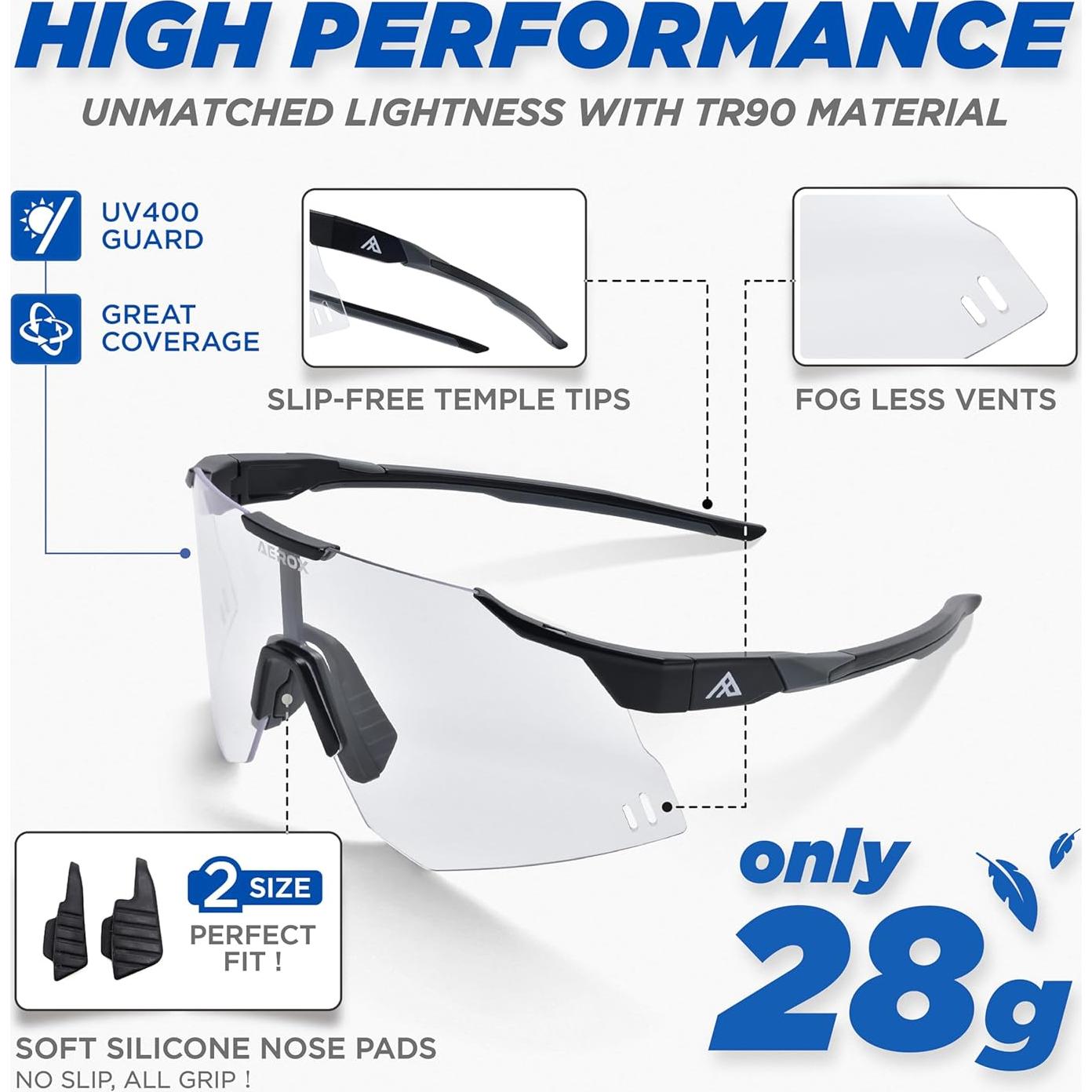 Gafas de sol AEROX deportivas UV400 para ciclismo y correr