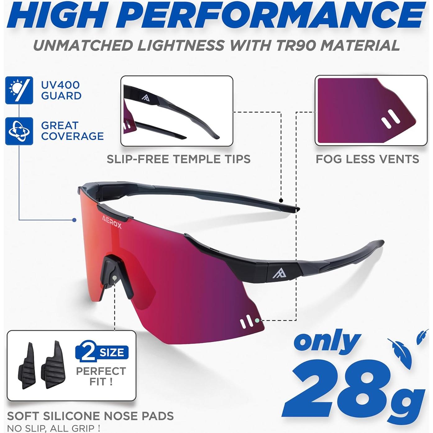 Gafas de sol AEROX deportivas UV400 para ciclismo y correr