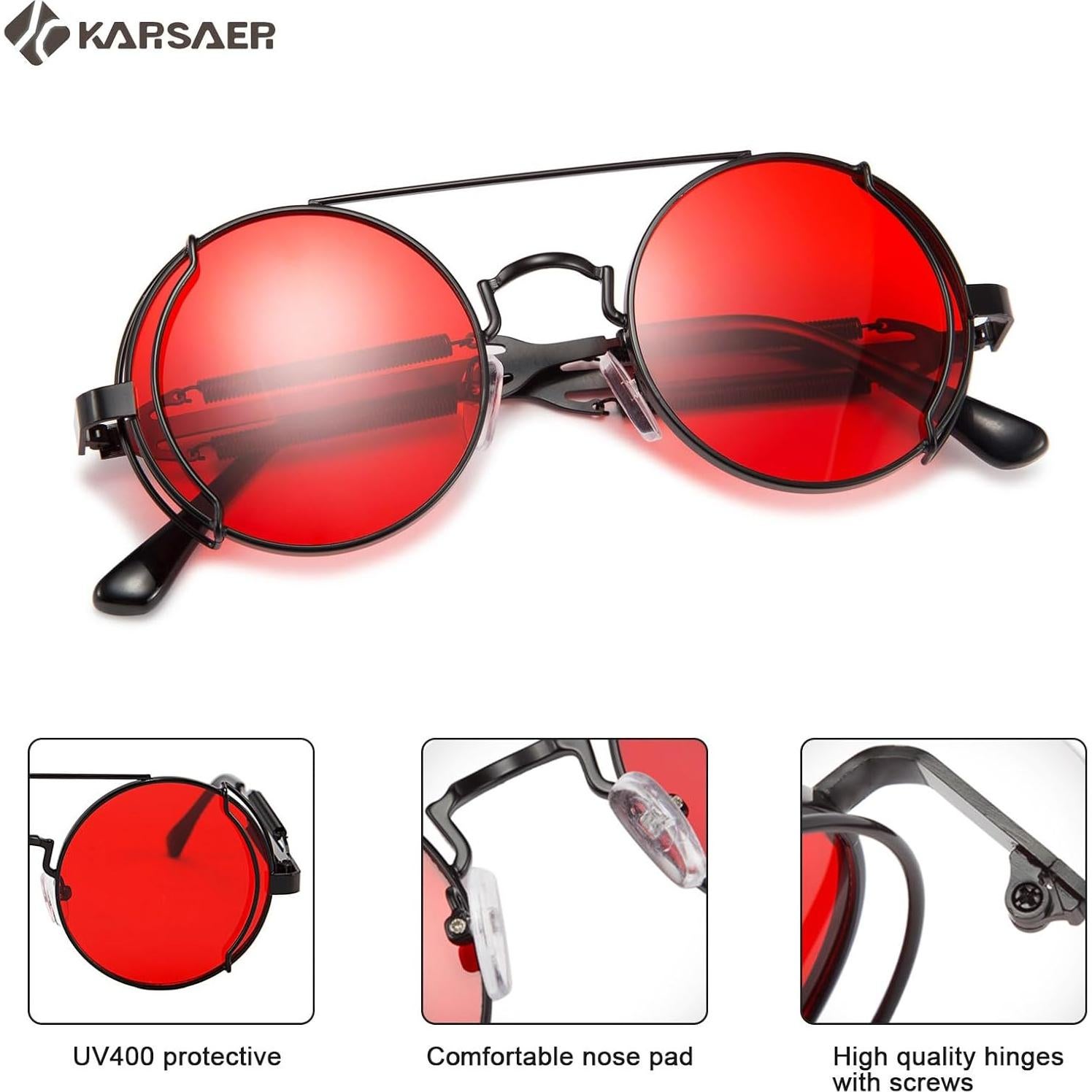 Gafas de sol Karsaer Steampunk Redondas Metal Océano