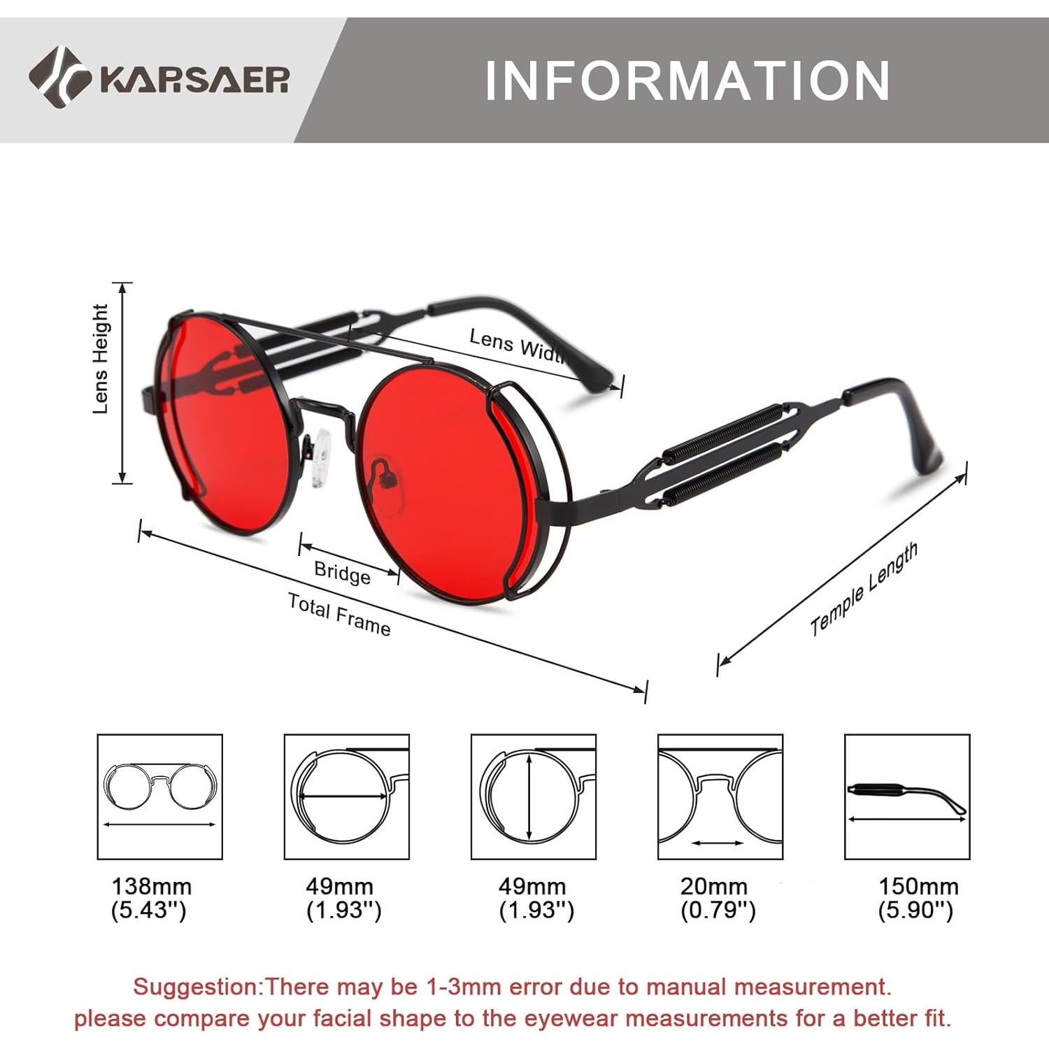 Gafas de sol Karsaer Steampunk Redondas Metal Océano