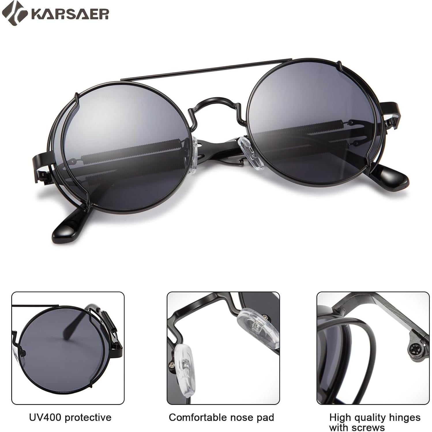 Gafas de sol Steampunk Karsaer Retro Redondas Metal