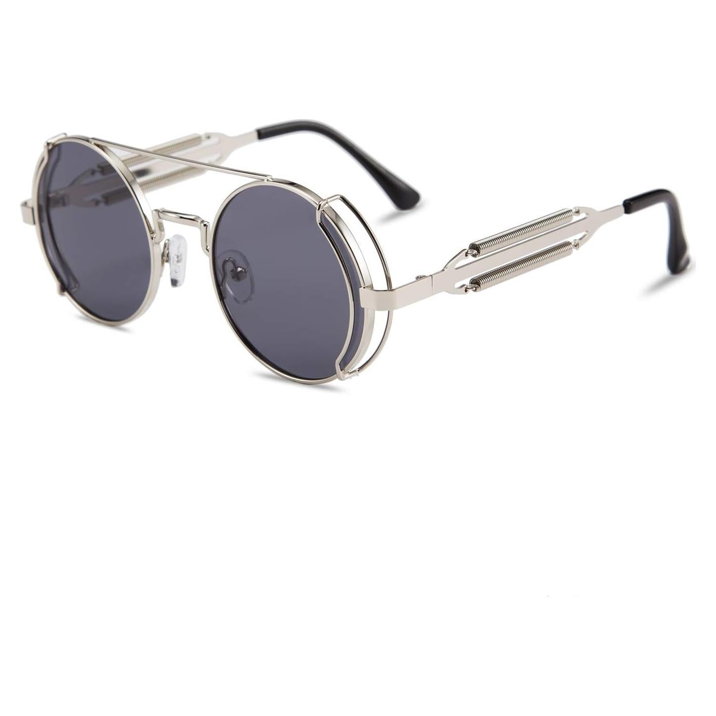 Gafas de sol Karsaer Steampunk Retro Redondas Metal Plata