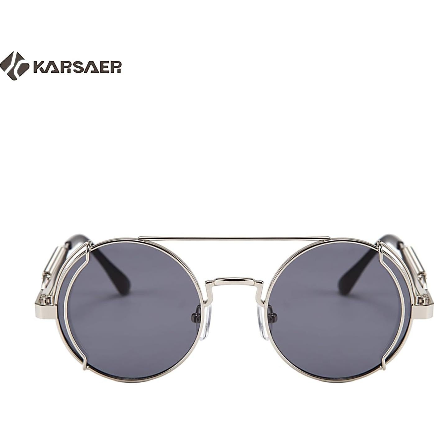 Gafas de sol Karsaer Steampunk Retro Redondas Metal Plata