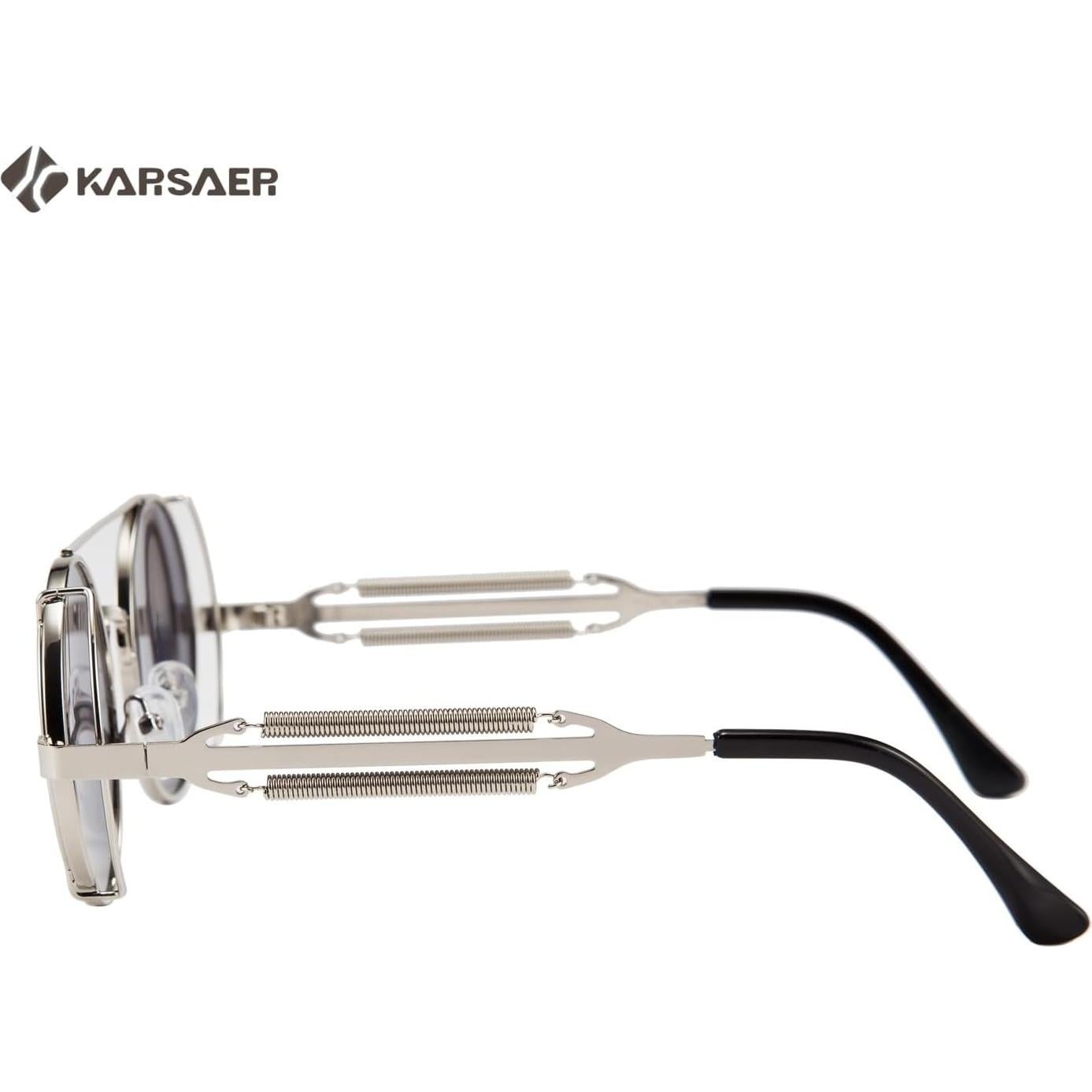 Gafas de sol Karsaer Steampunk Retro Redondas Metal Plata