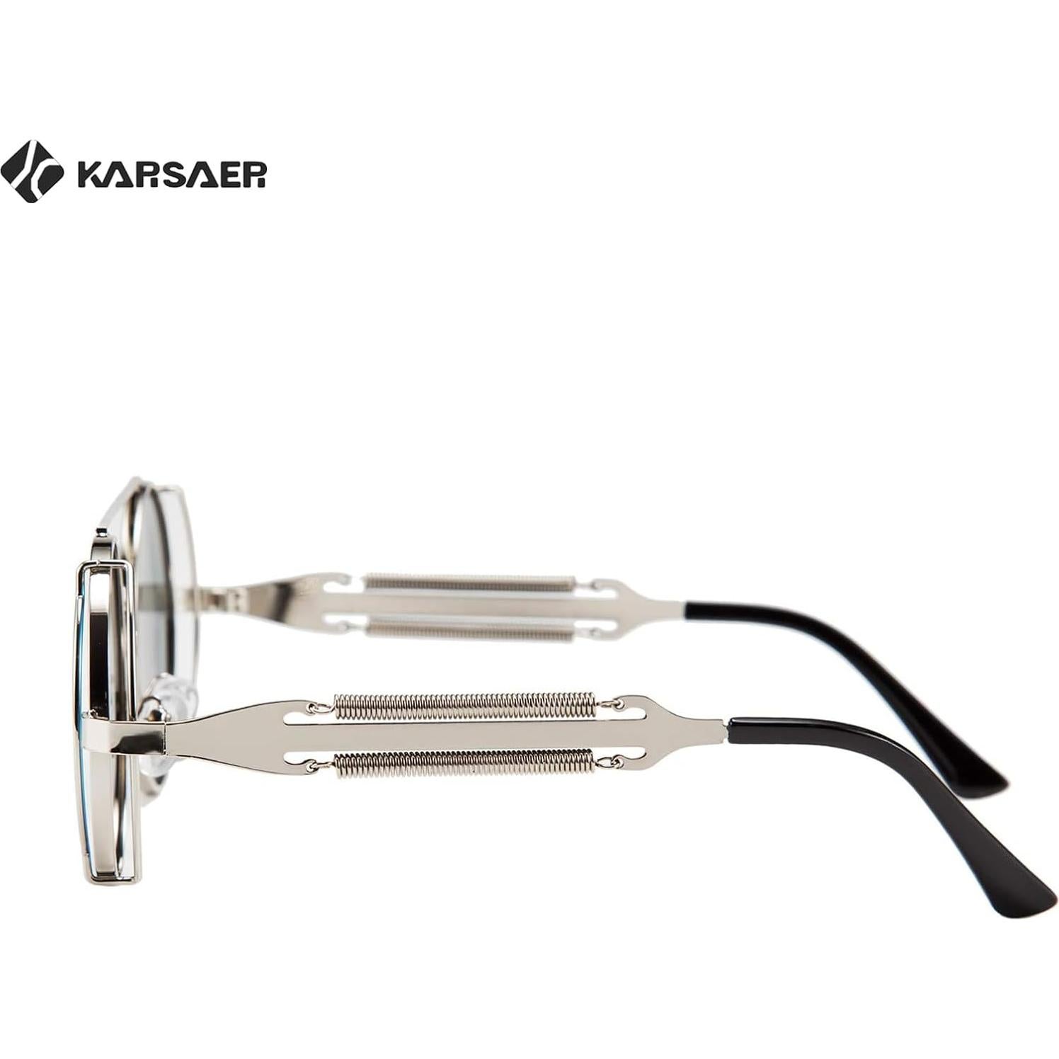 Gafas de sol Steampunk Karsaer Retro Redondas Metal Azul