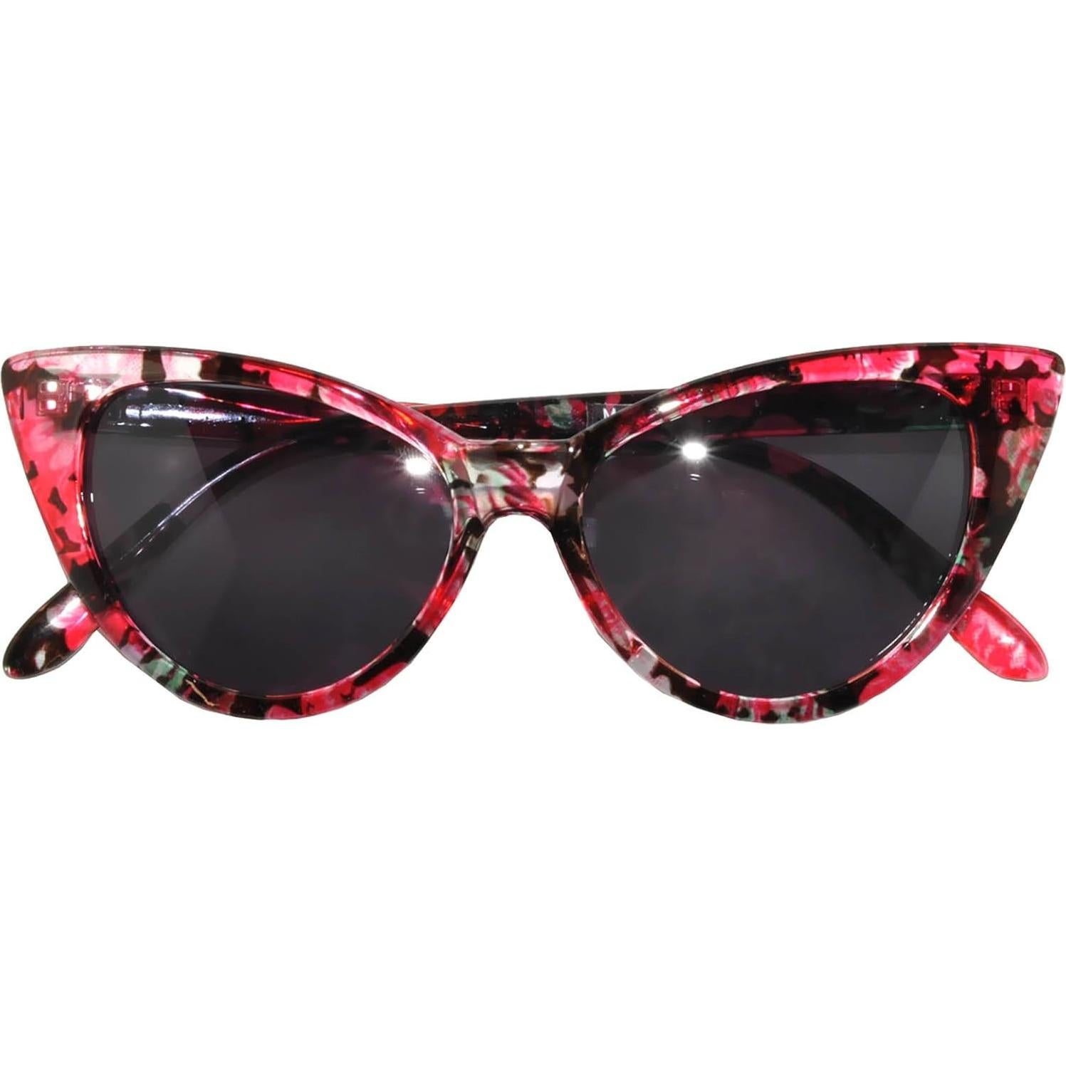 Gafas de sol Cateye para mujeres UV400 Rojo Floral