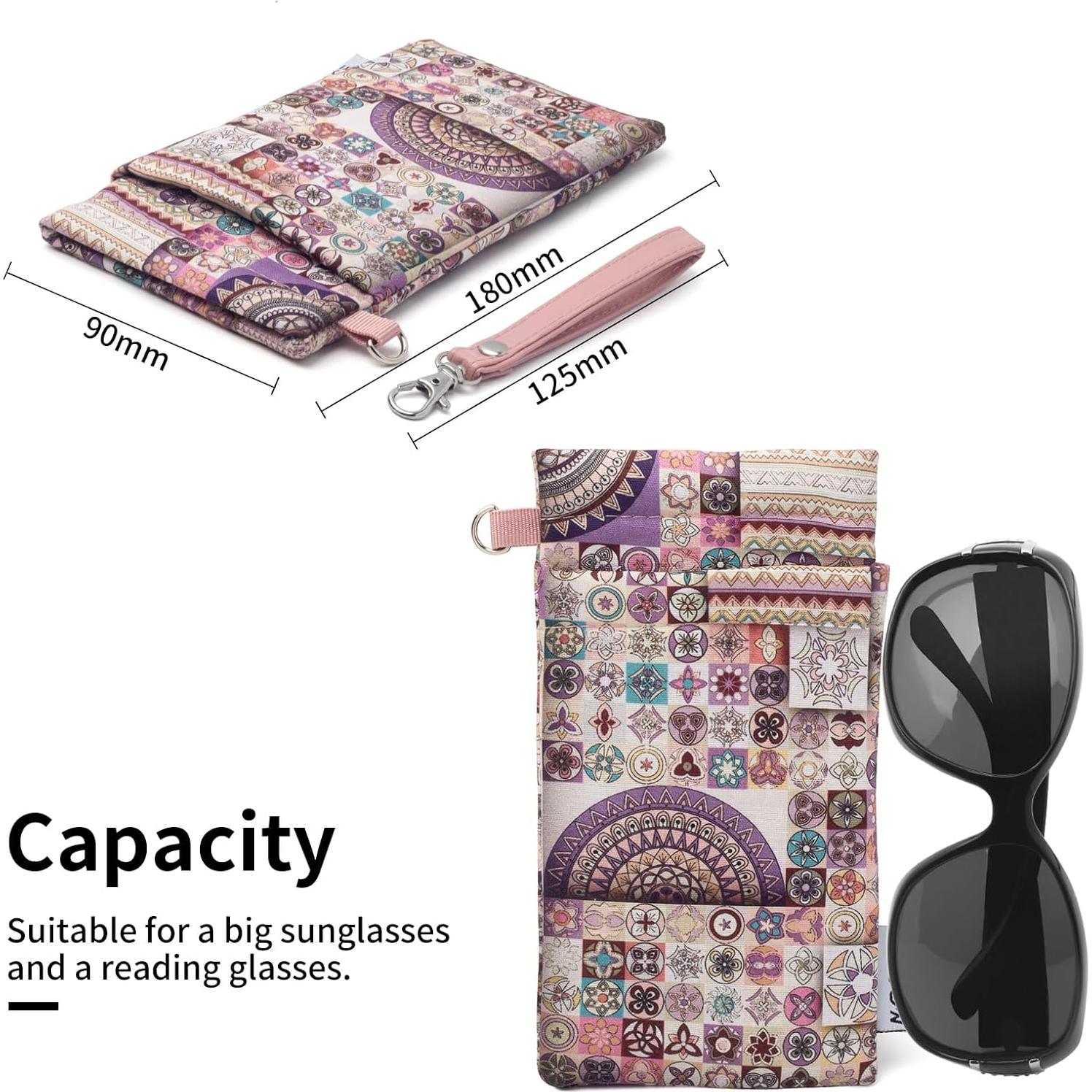 Estuche Doble para Gafas Cuadrícula Rosa con Paño de Limpieza