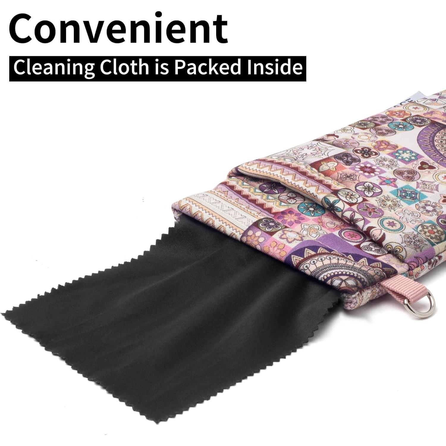 Estuche Doble para Gafas Cuadrícula Rosa con Paño de Limpieza