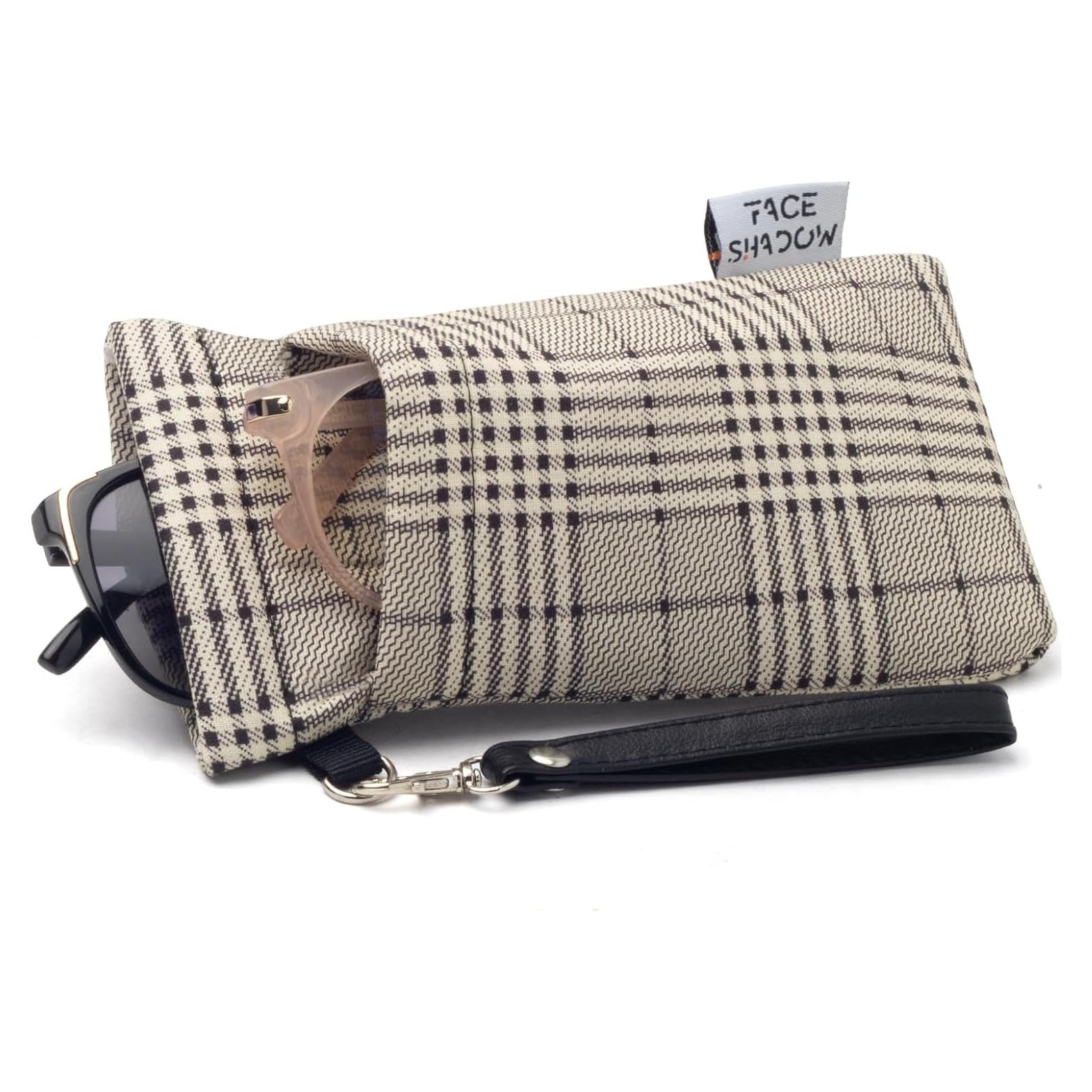 Estuche Doble para Gafas Cuadrillé Beige con Paño