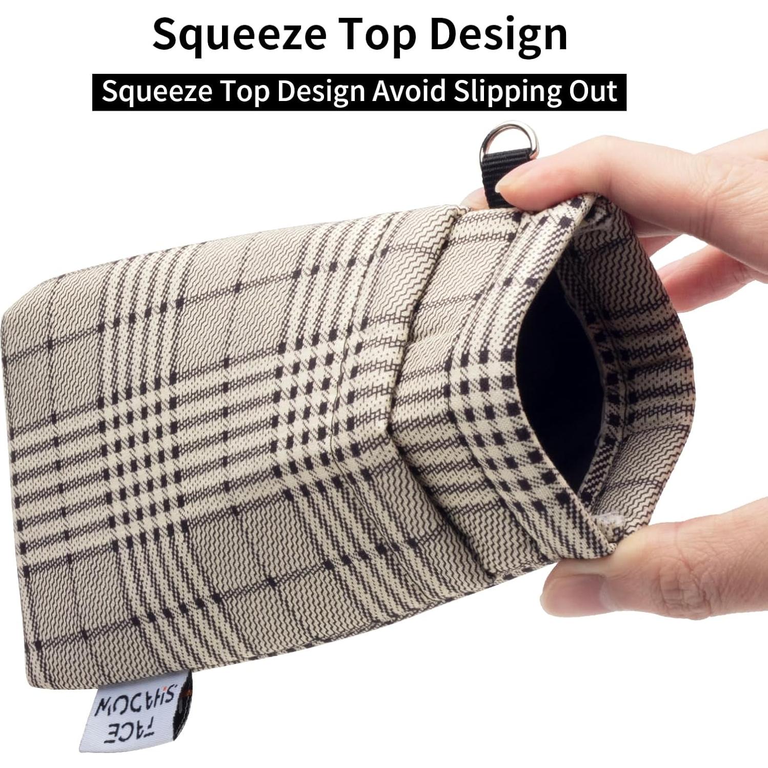 Estuche Doble para Gafas Cuadrillé Beige con Paño