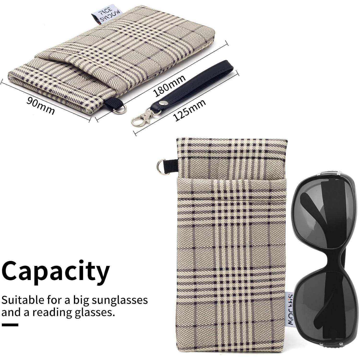 Estuche Doble para Gafas Cuadrillé Beige con Paño