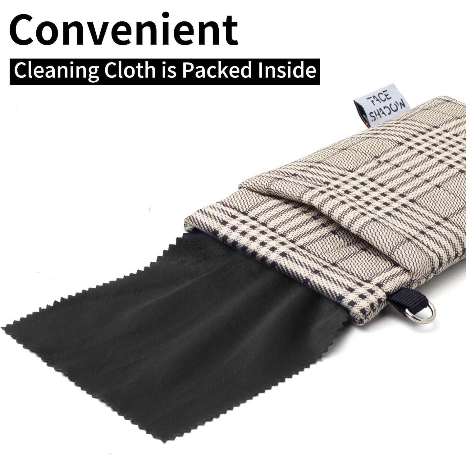 Estuche Doble para Gafas Cuadrillé Beige con Paño