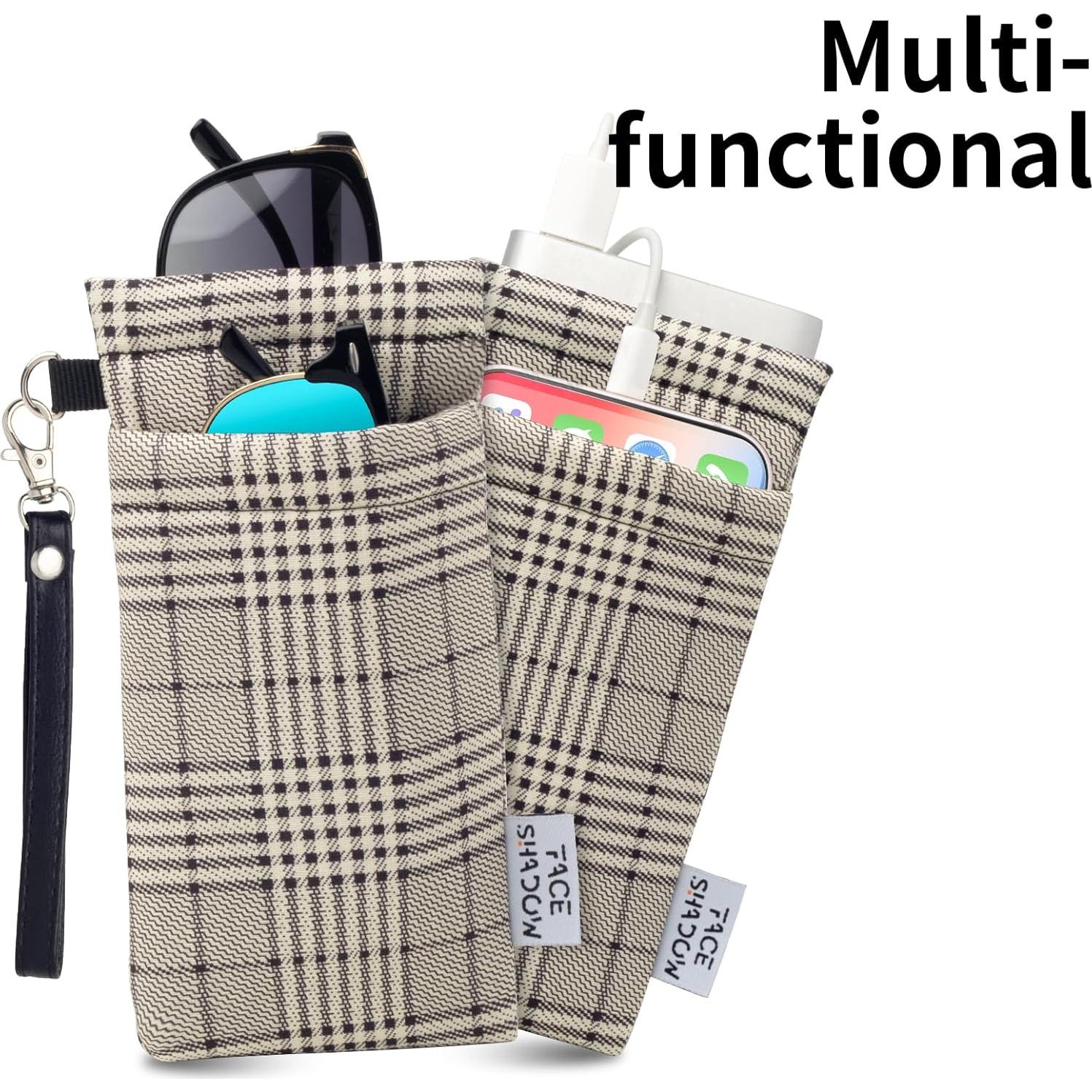 Estuche Doble para Gafas Cuadrillé Beige con Paño