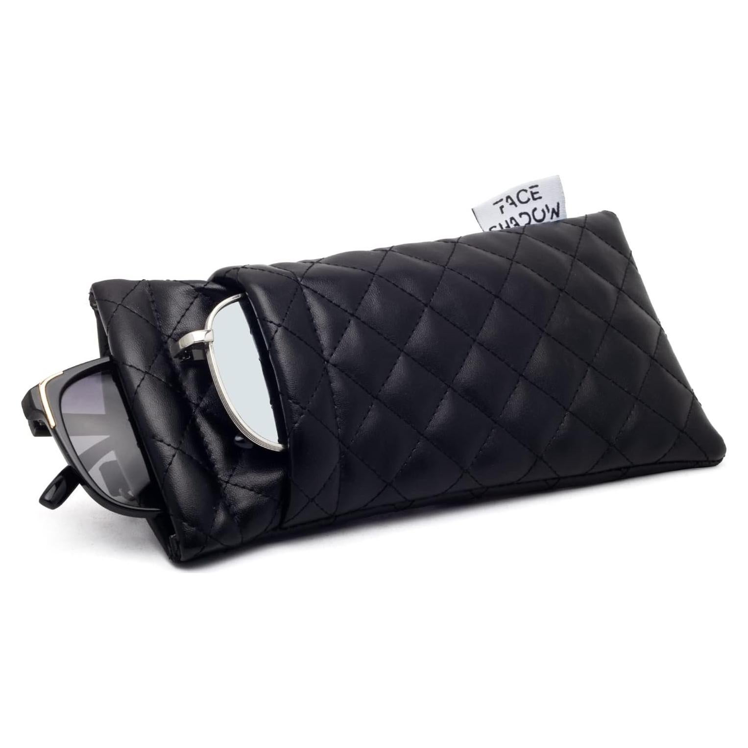 Estuche para Gafas Doble Cristal PU Negro con Paño