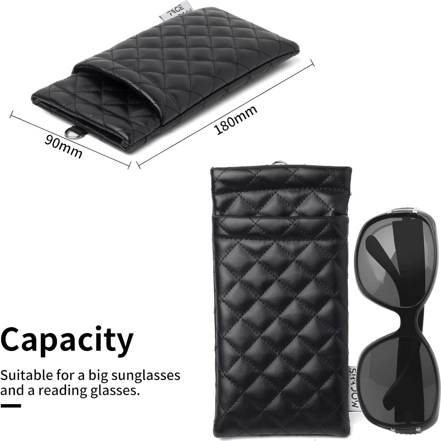 Estuche para Gafas Doble Cristal PU Negro con Paño