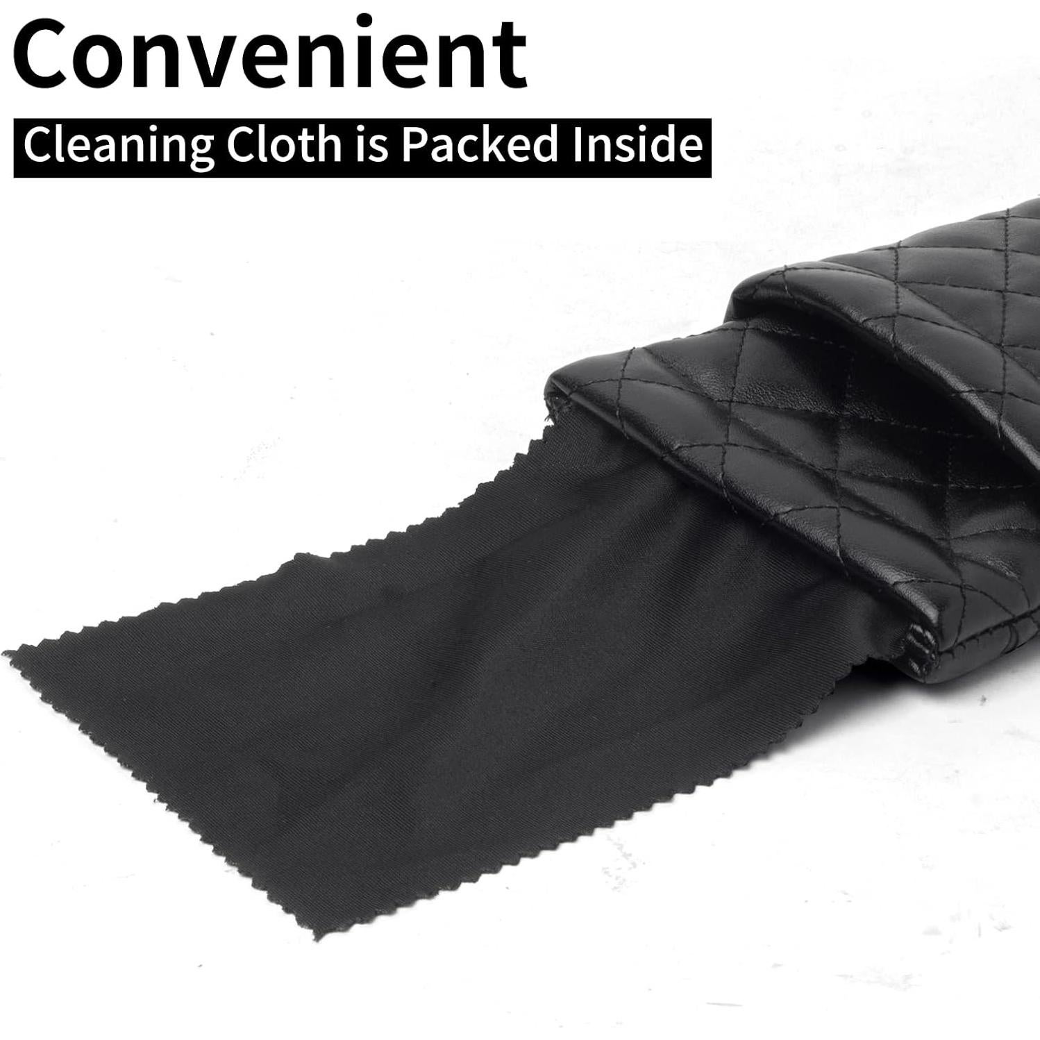 Estuche para Gafas Doble Cristal PU Negro con Paño