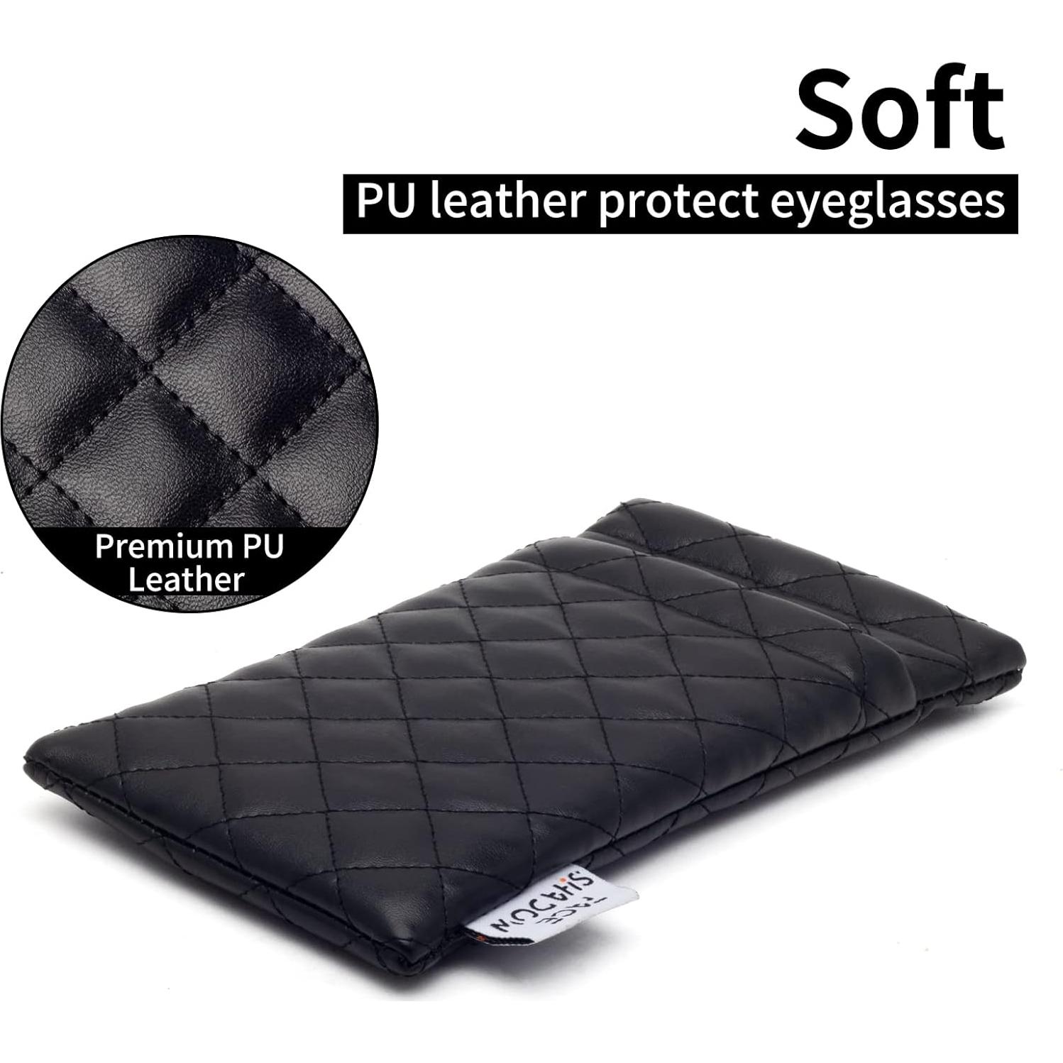 Estuche para Gafas Doble Cristal PU Negro con Paño