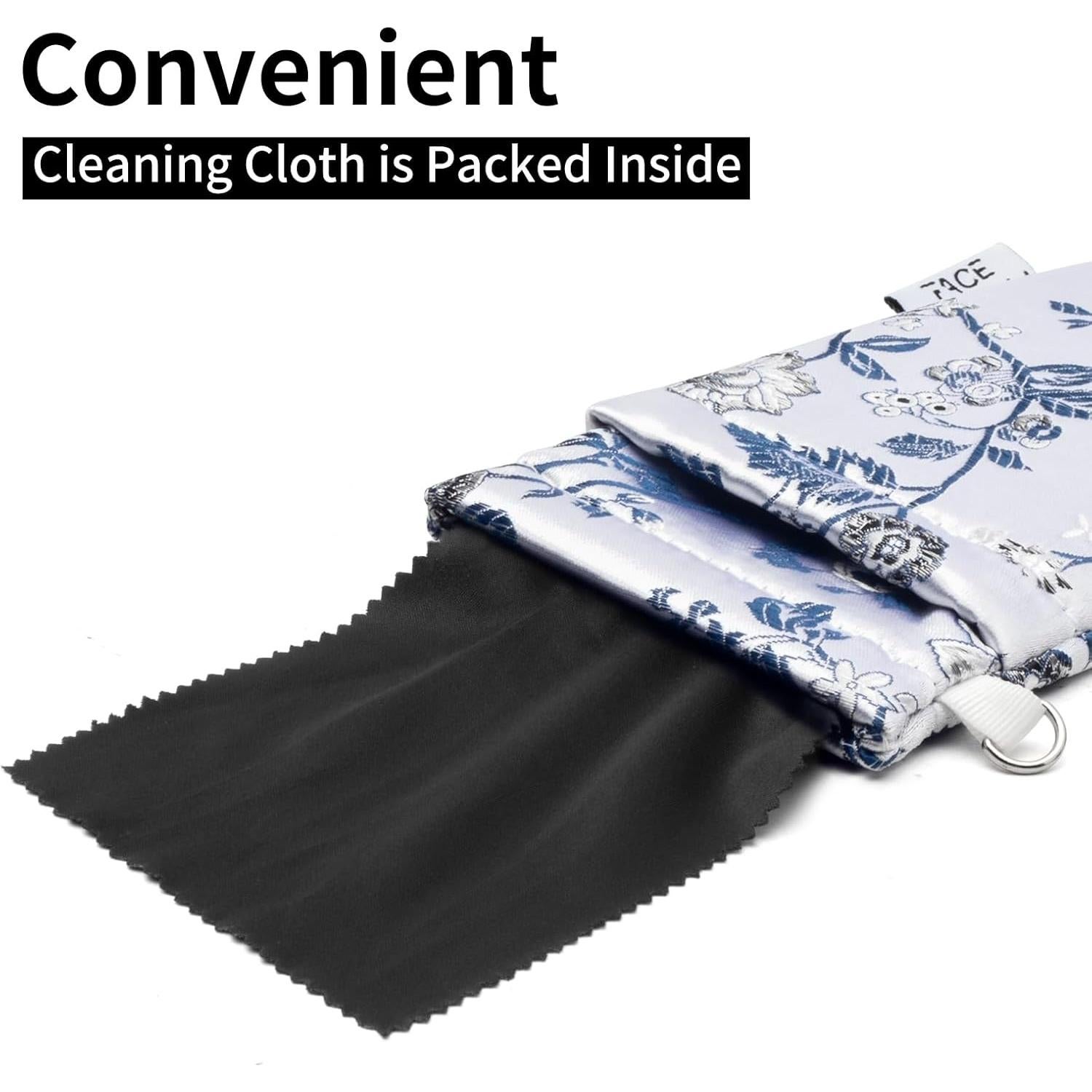 Estuche para Gafas Doble Cristal Microfibra Plata 180x90mm