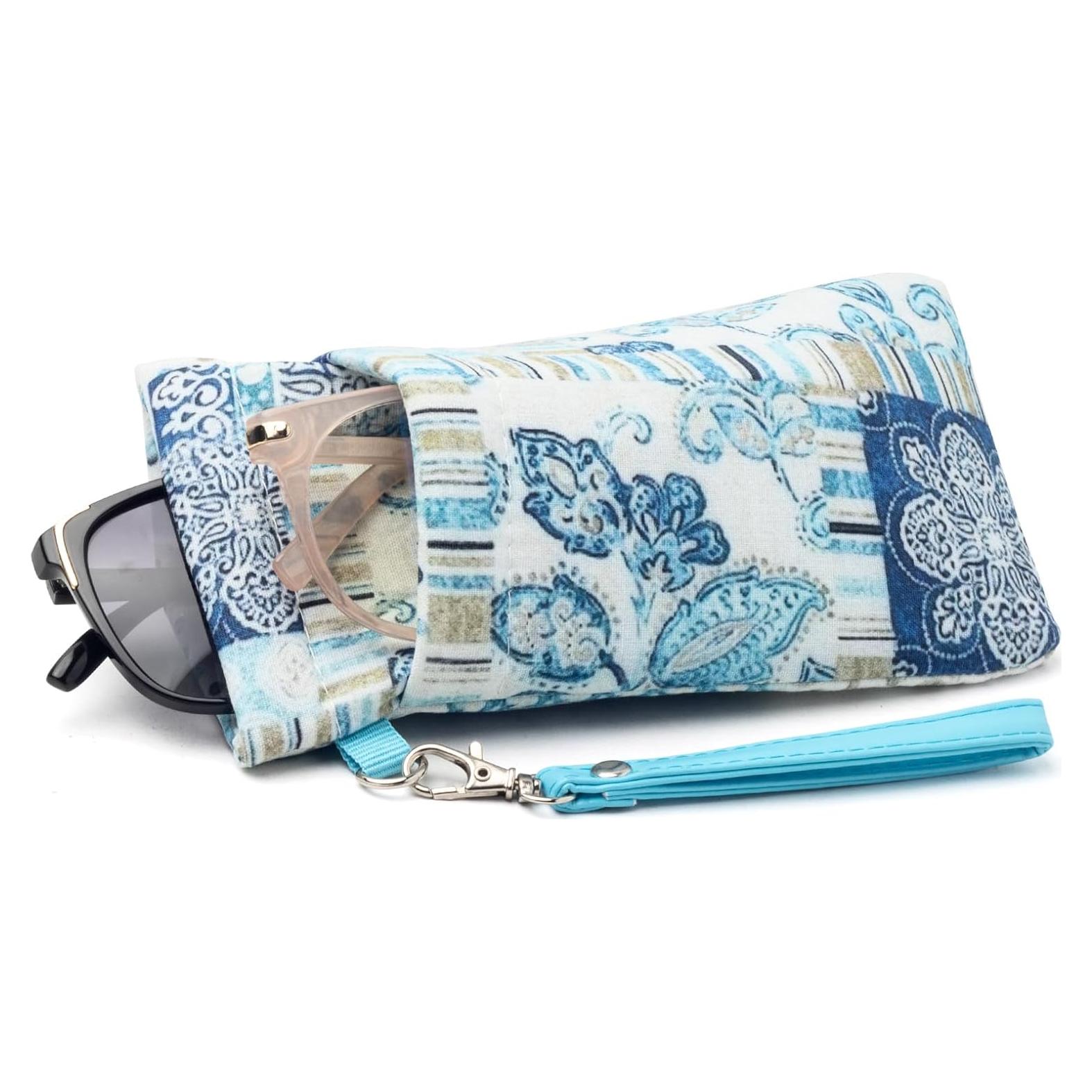 Estuche Doble para Gafas Planta Azul con Paño de Limpieza