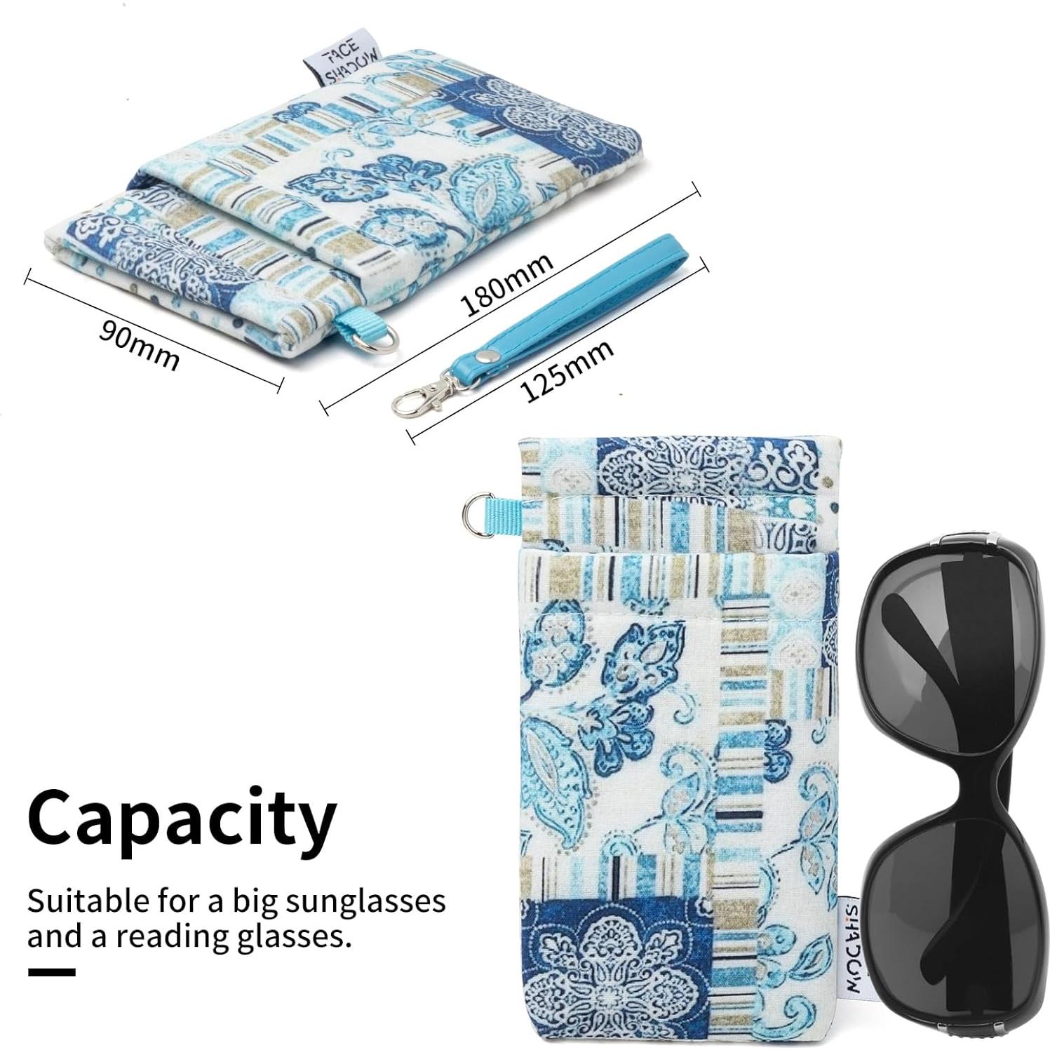 Estuche Doble para Gafas Planta Azul con Paño de Limpieza