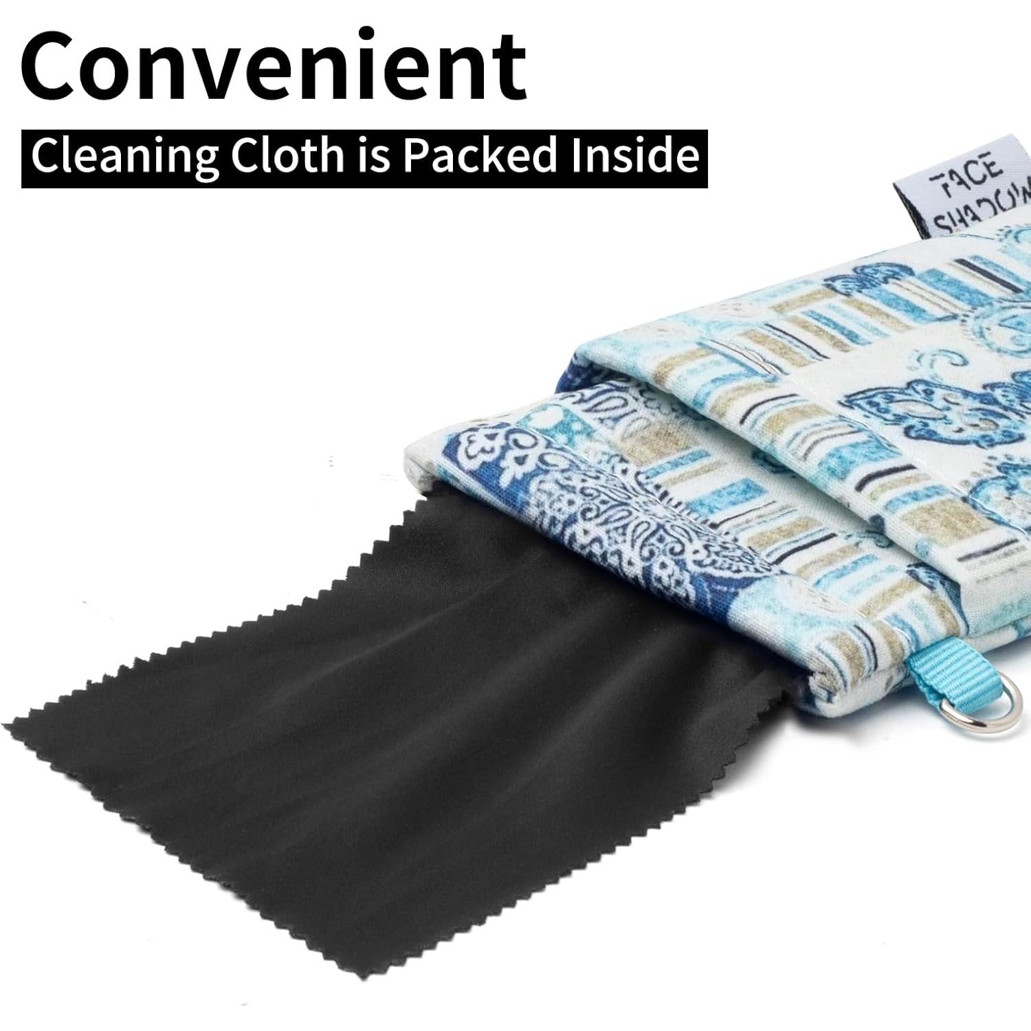 Estuche Doble para Gafas Planta Azul con Paño de Limpieza