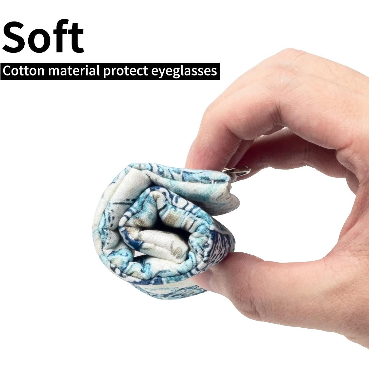 Estuche Doble para Gafas Planta Azul con Paño de Limpieza