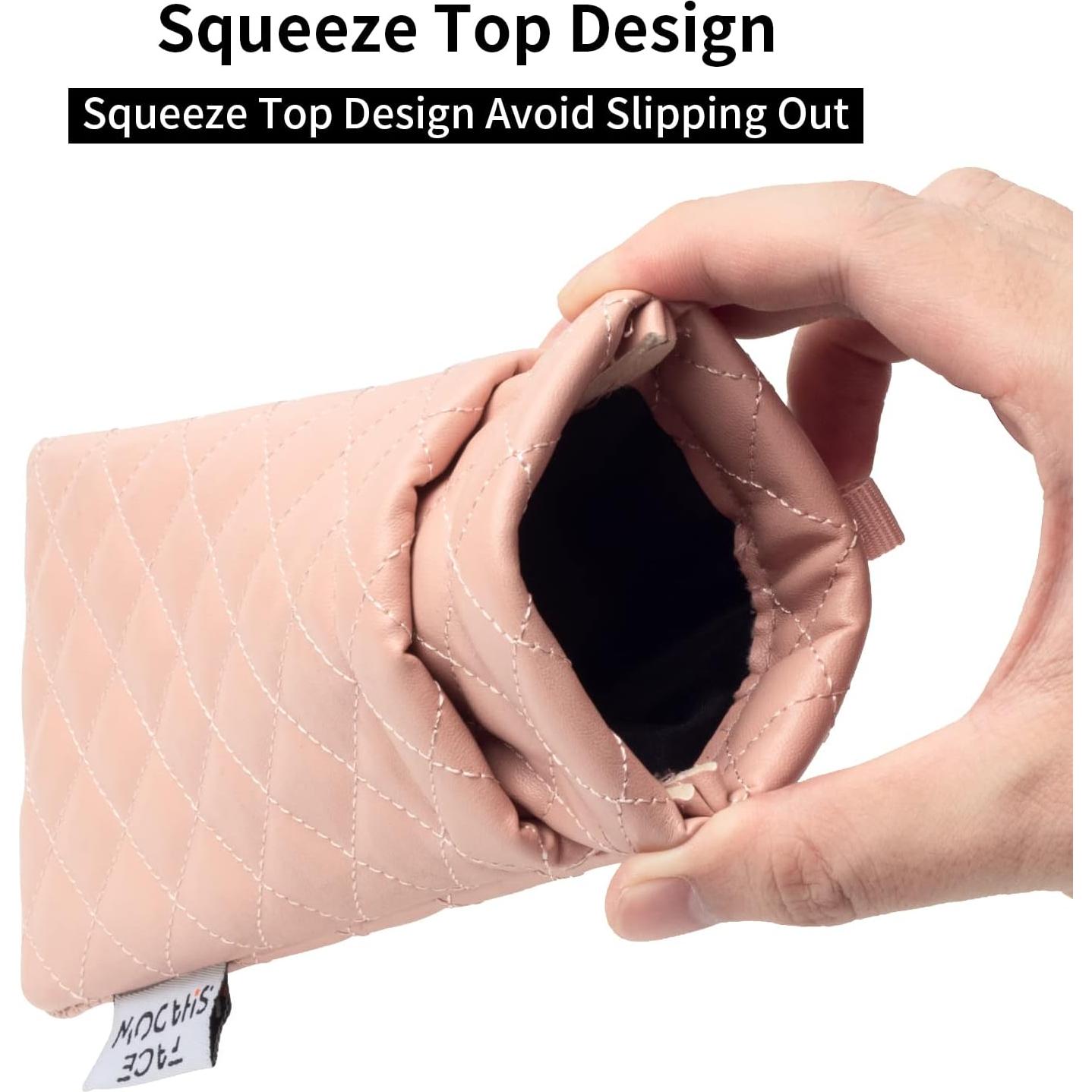 Estuche Doble para Gafas Rosa PU con Tapa y Paño de Limpieza