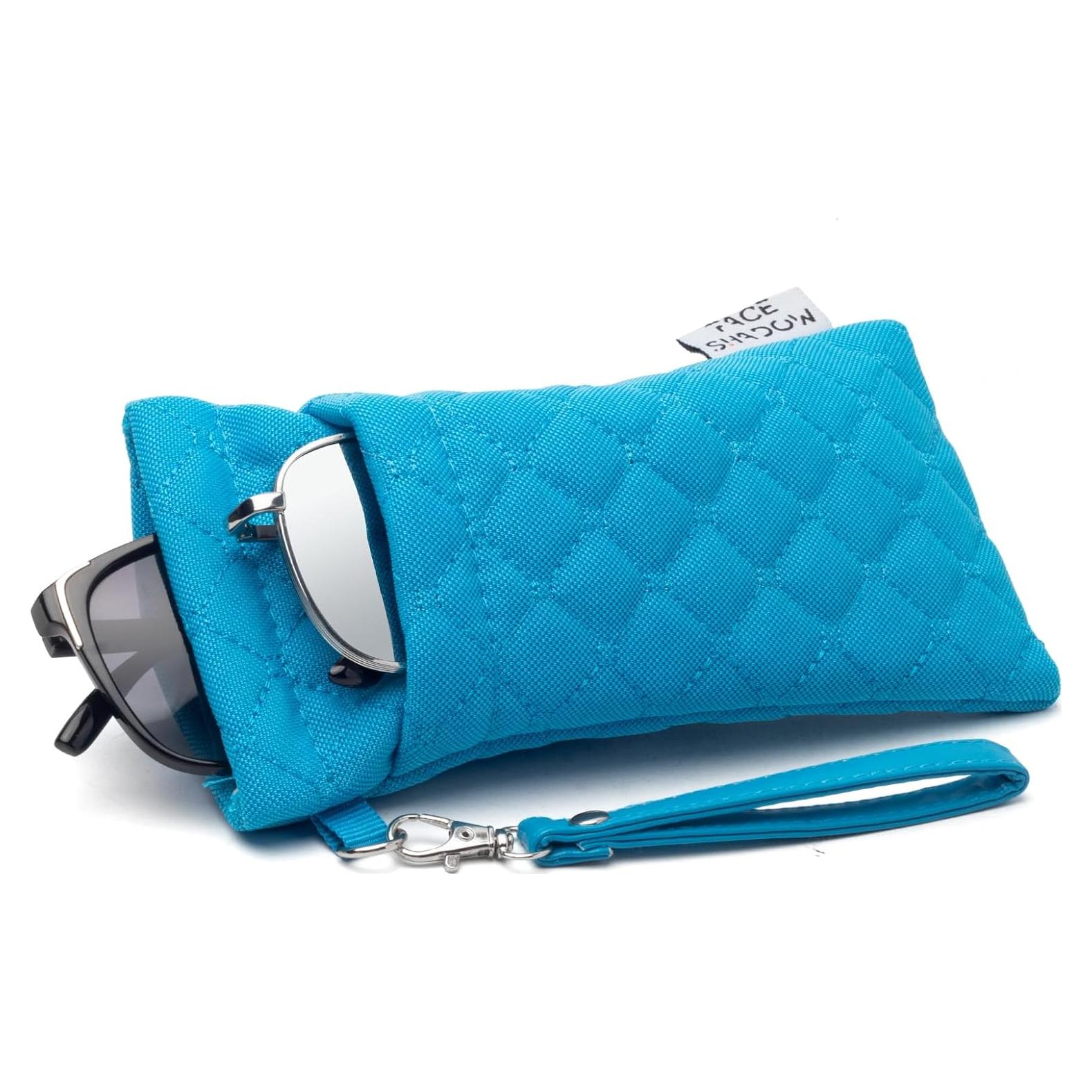 Estuche Doble para Gafas de Microfibra Azul con Paño