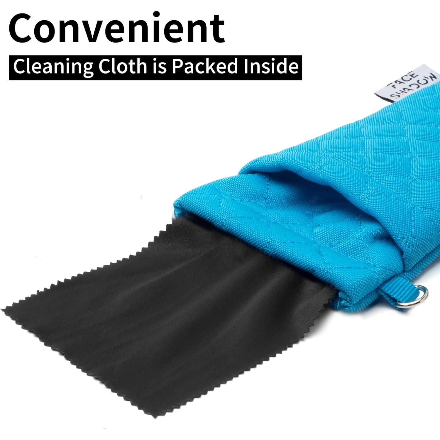 Estuche Doble para Gafas de Microfibra Azul con Paño